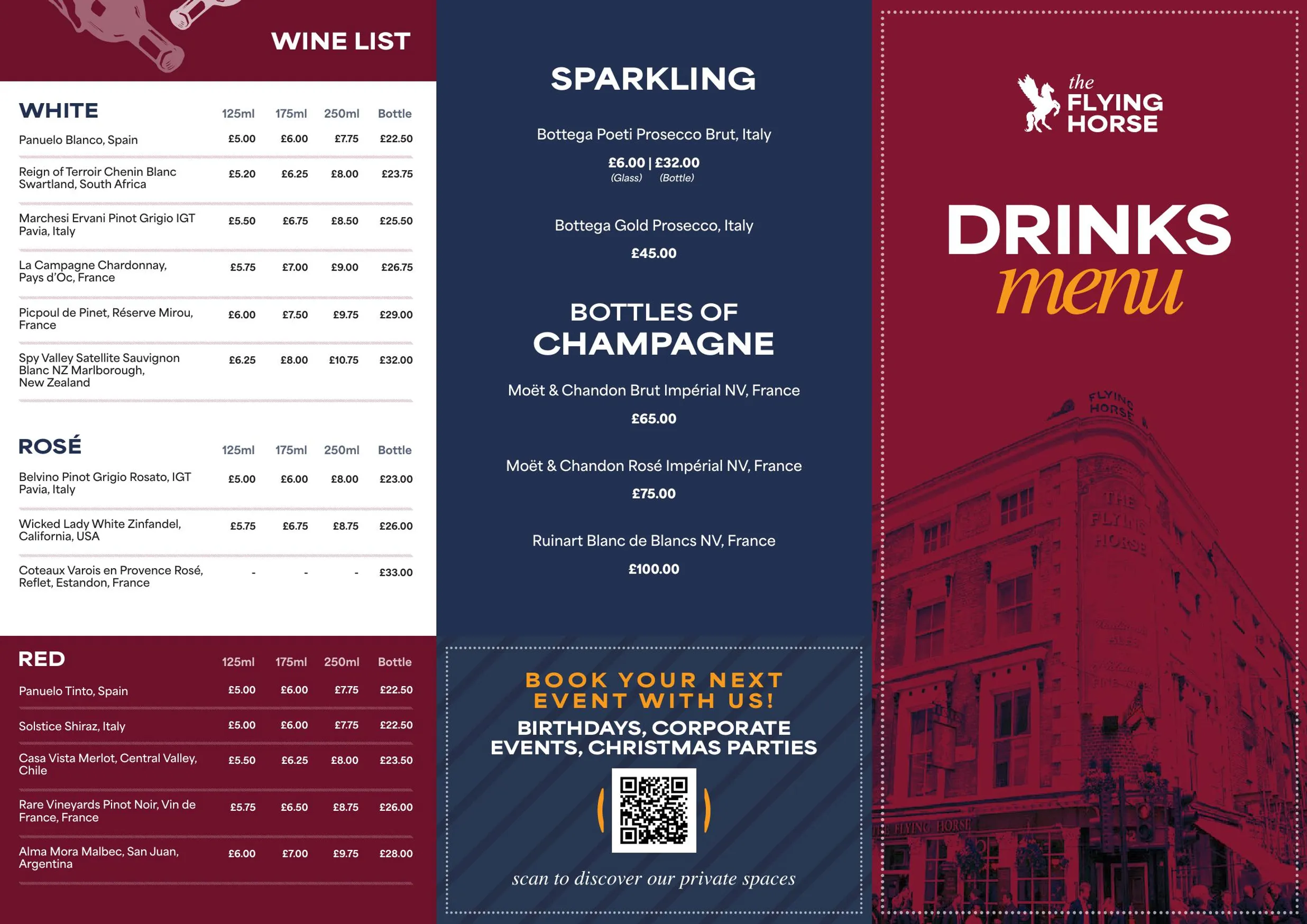 The Flying Horse menu, page 3