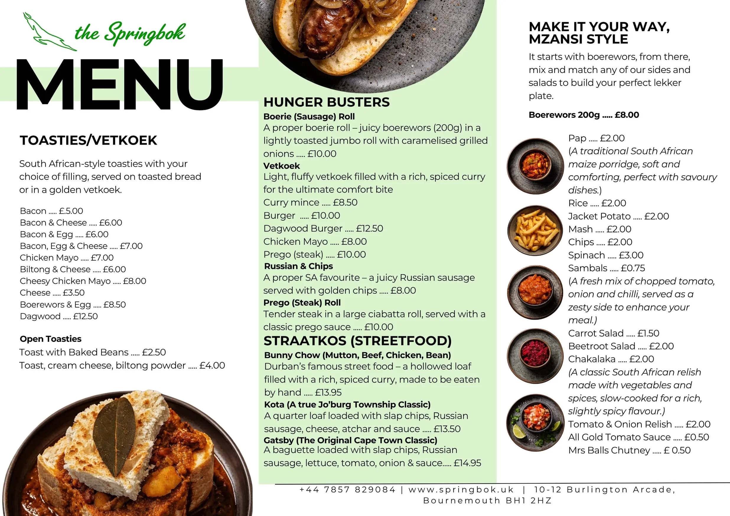 The Springbok menu, page 3