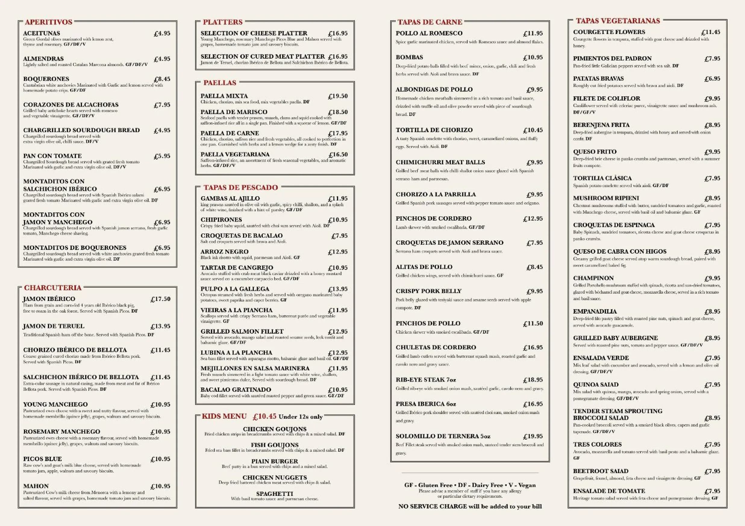 La Lluna menu, page 1