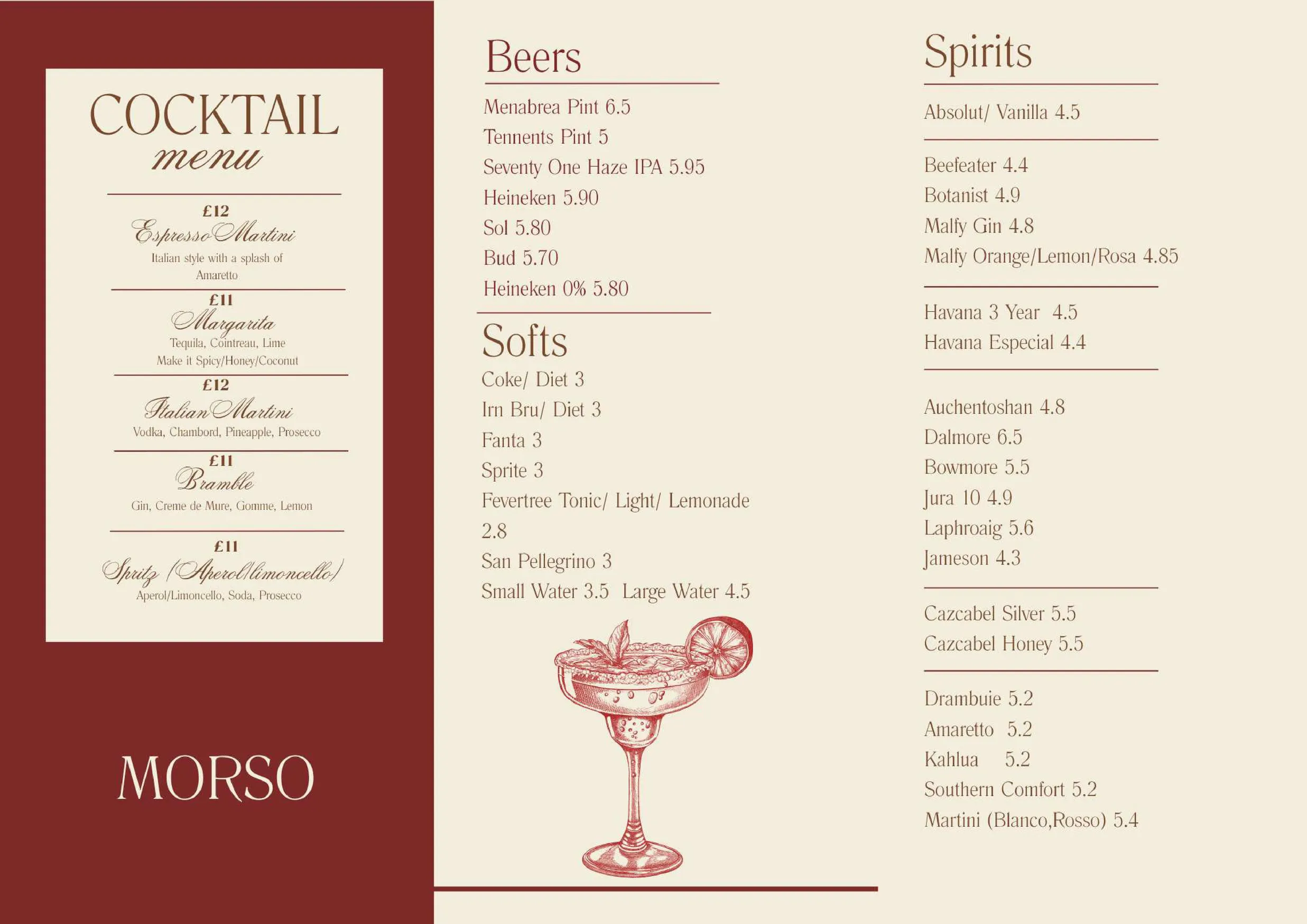 Morso Italian menu, page 4