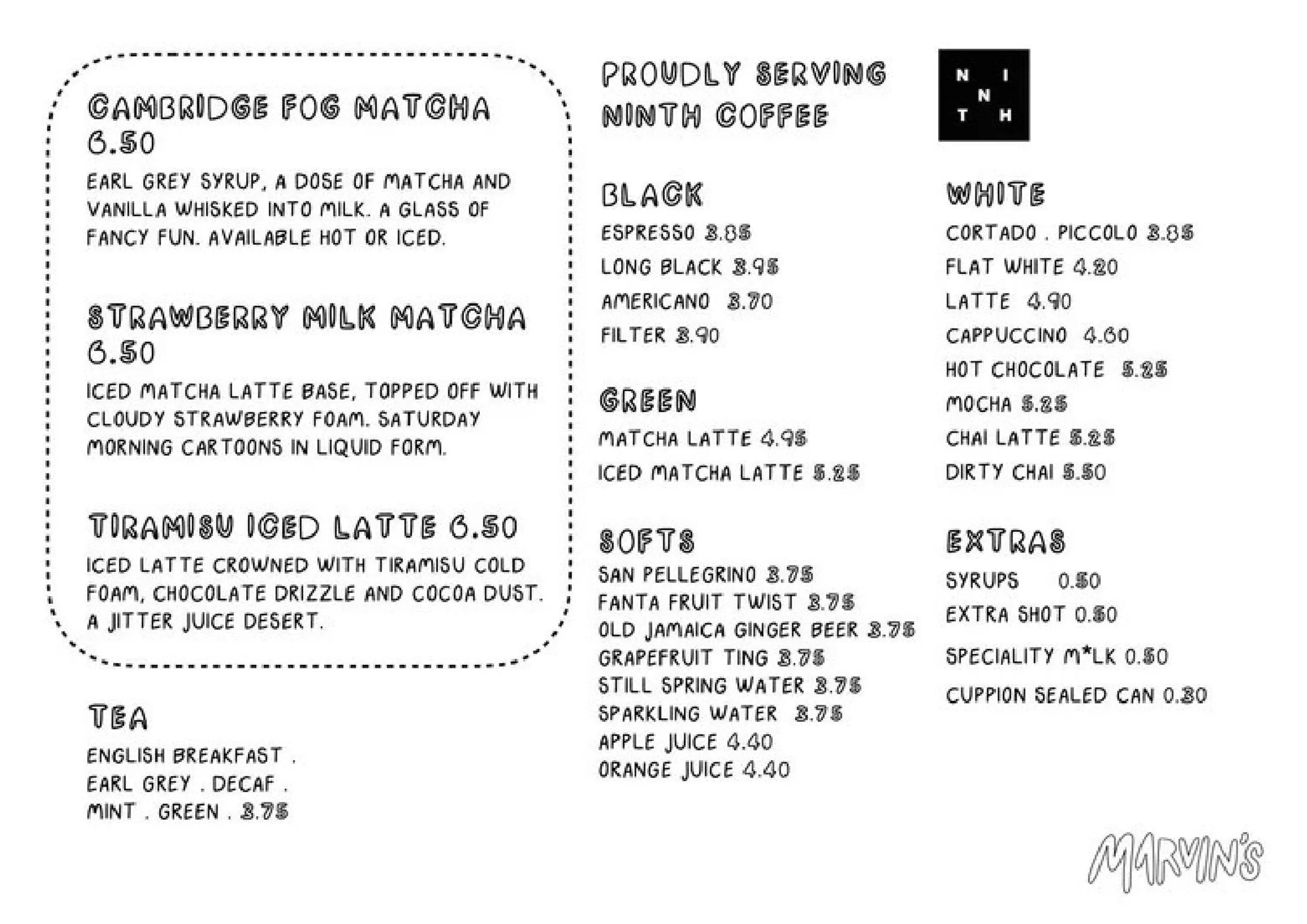 Marvins menu, page 2