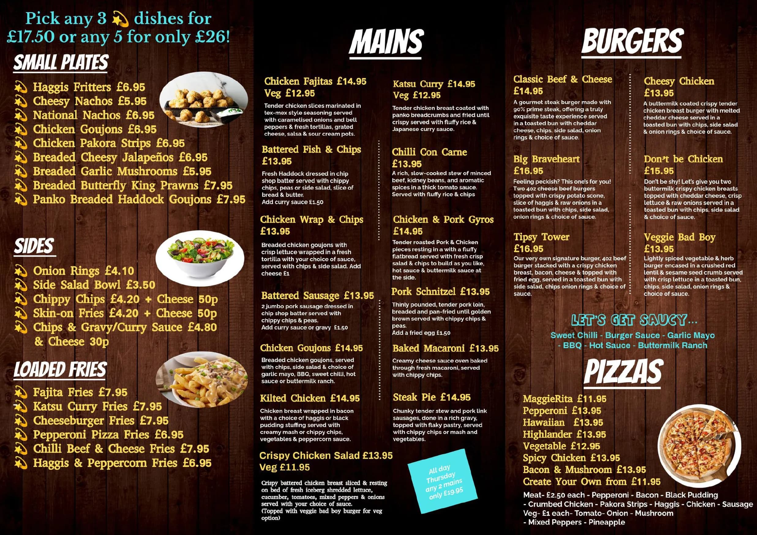 Tartan Coo menu, page 1