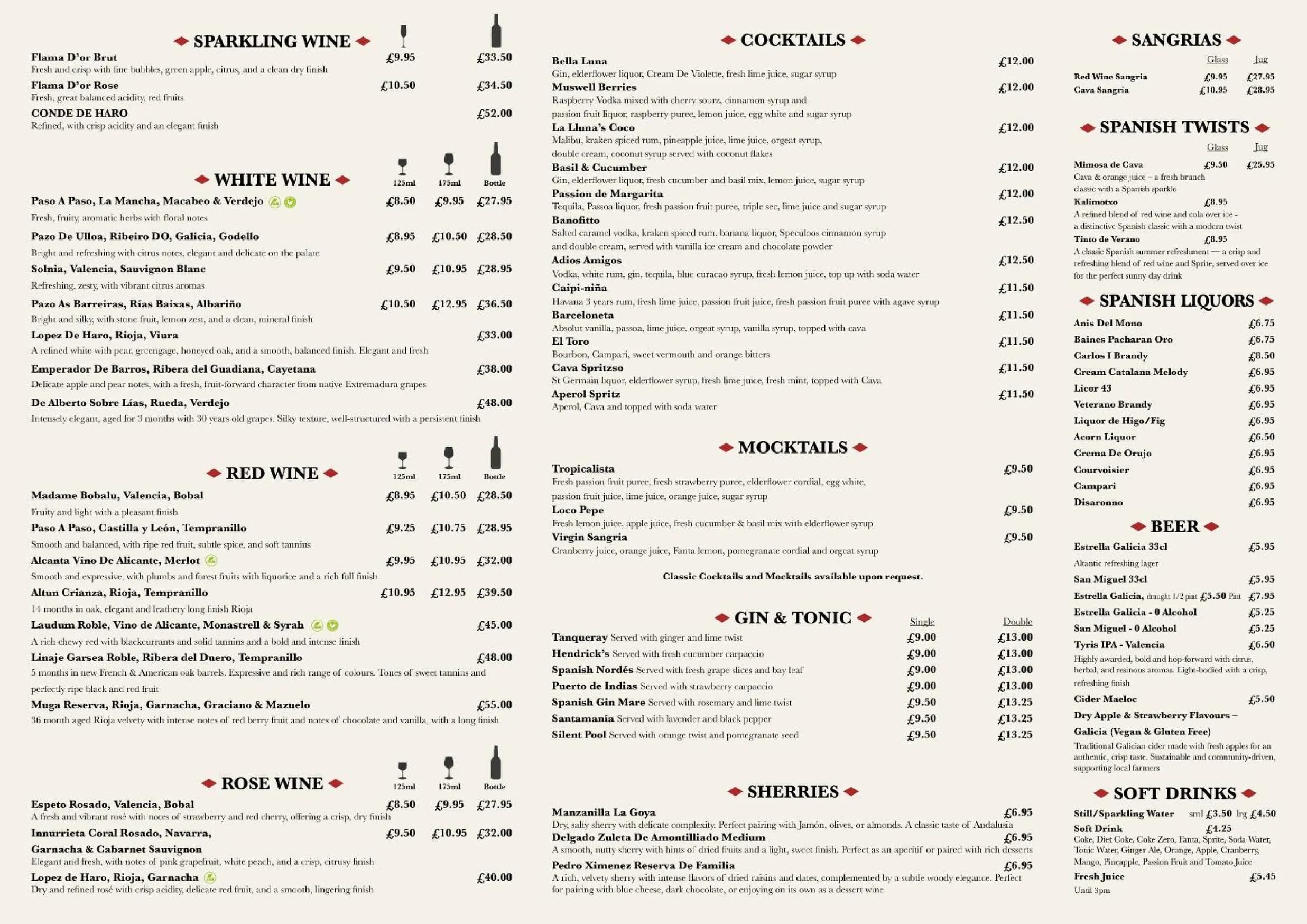 La Lluna menu, page 2