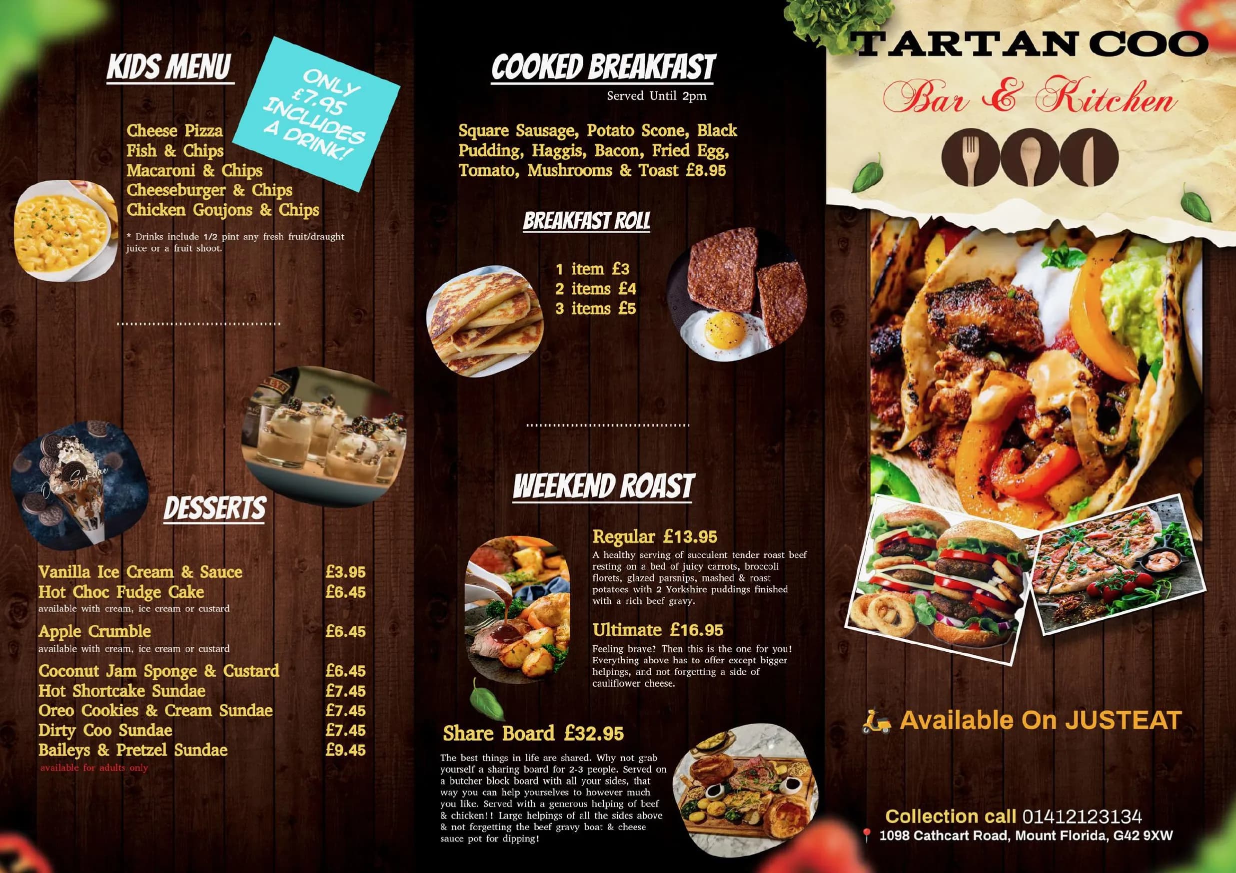 Tartan Coo menu, page 2
