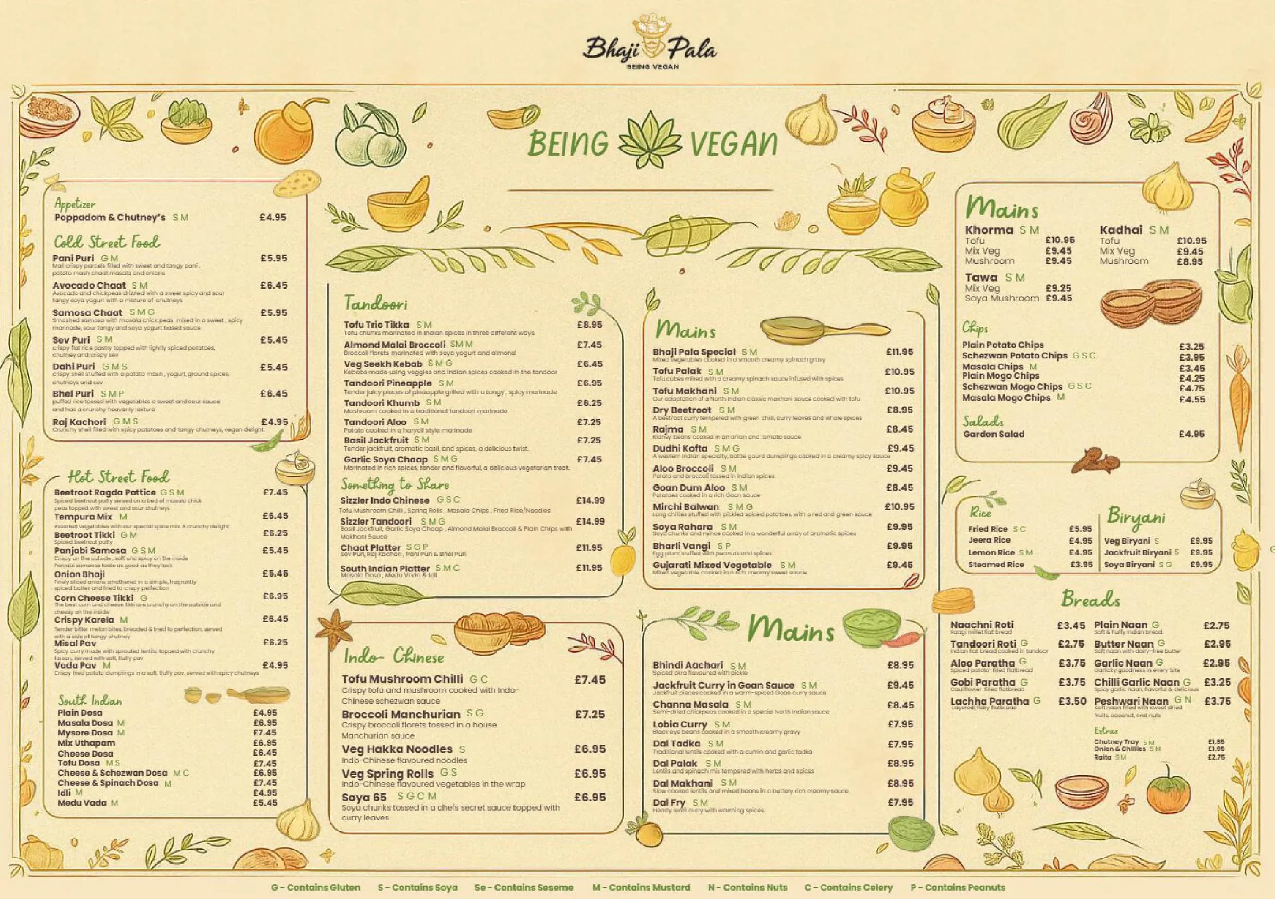 Bhaji-Pala menu, page 1