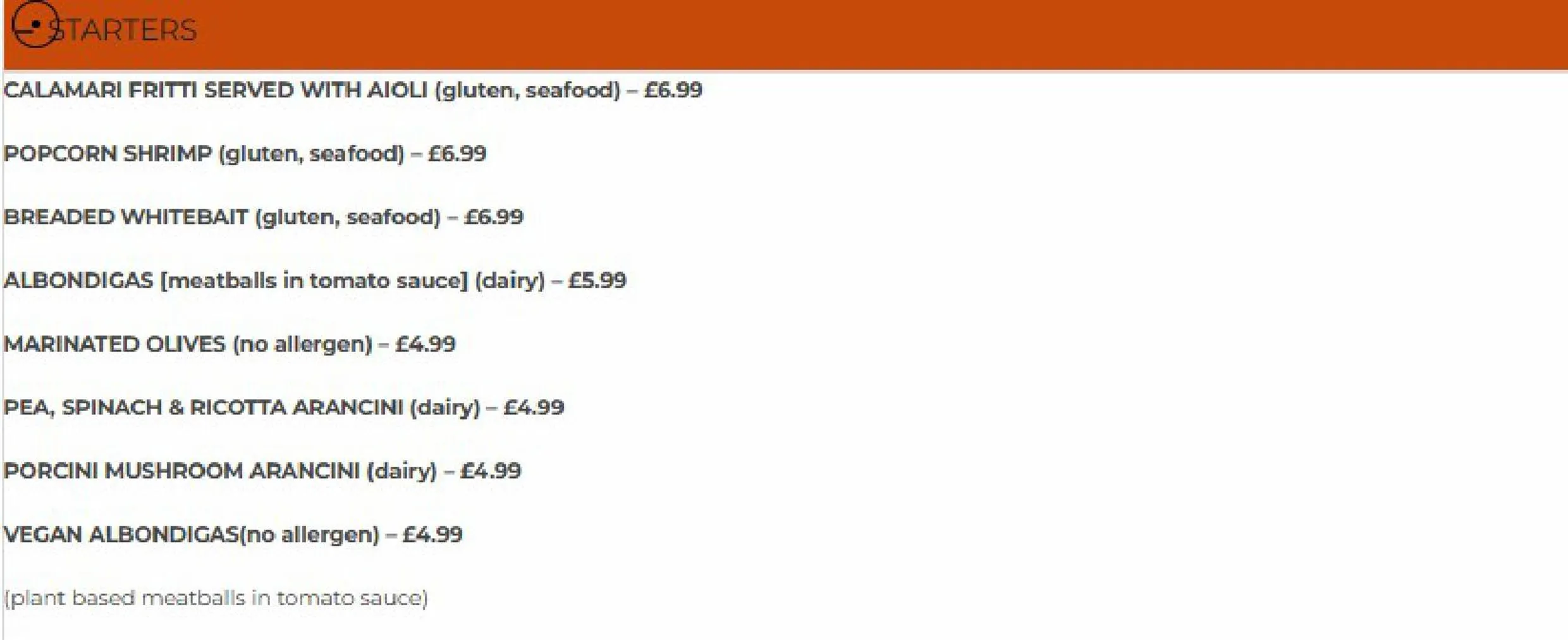 Victoria Street Collective menu, page 6
