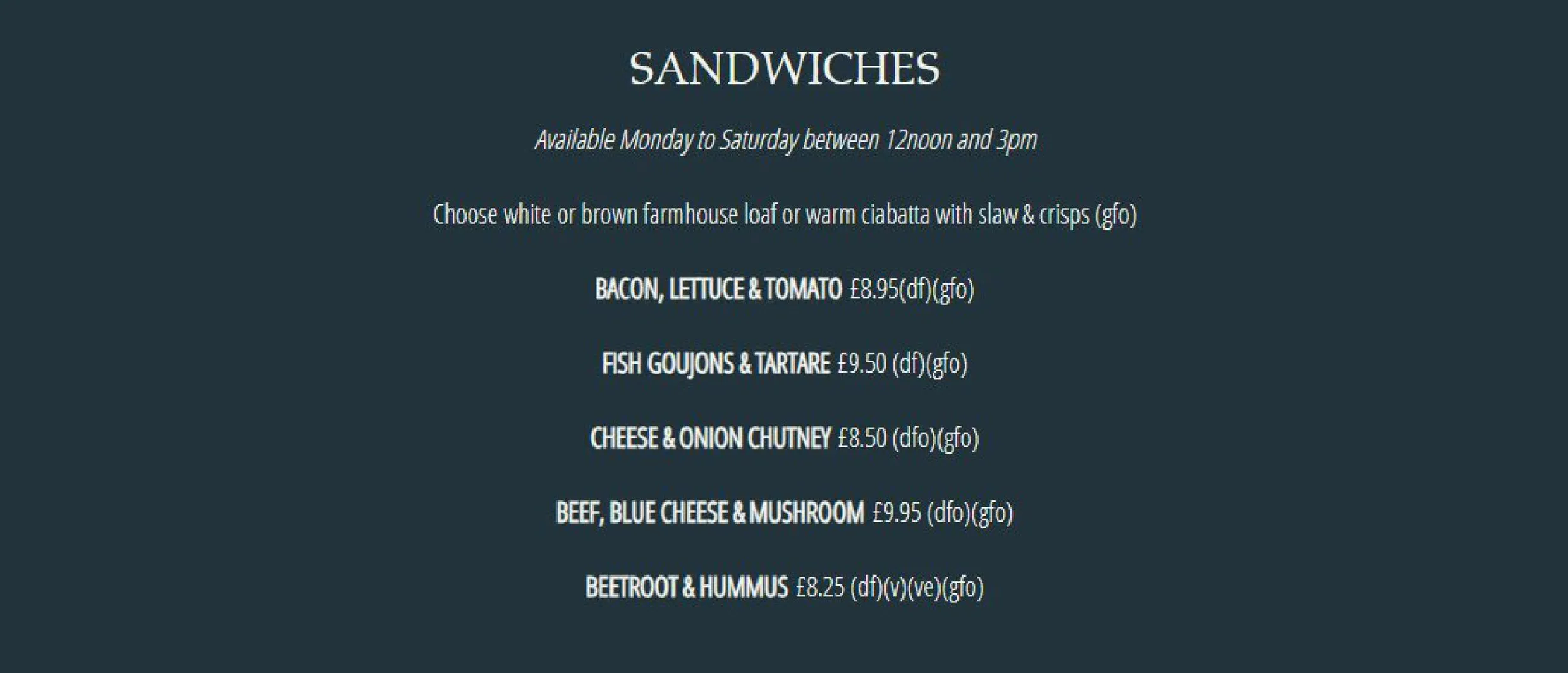 The Chequers Inn menu, page 5
