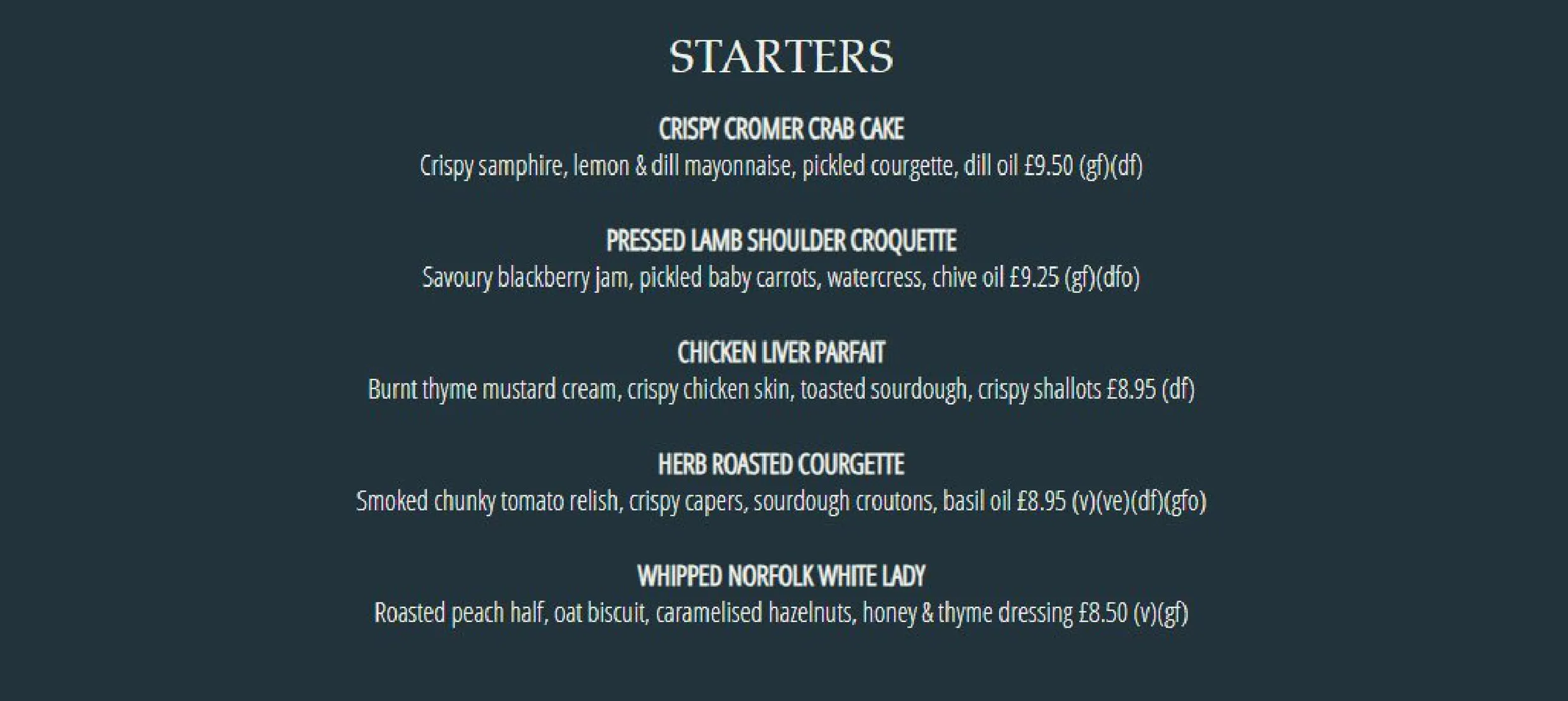 The Chequers Inn menu, page 1