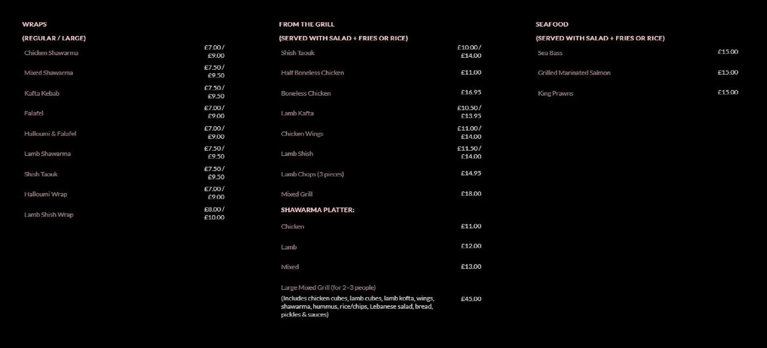 Soor Lounge menu, page 3