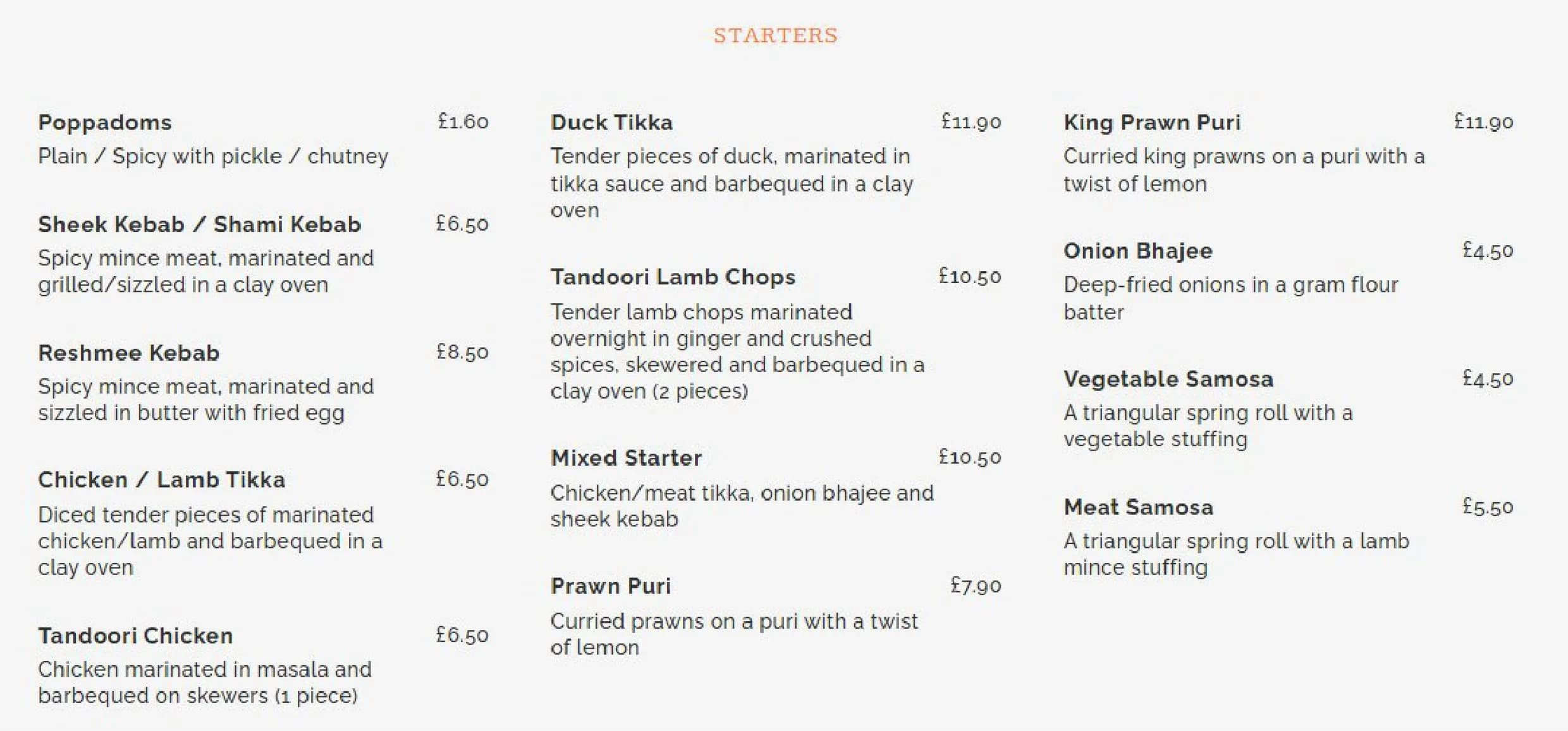 Spice Trader menu, page 1