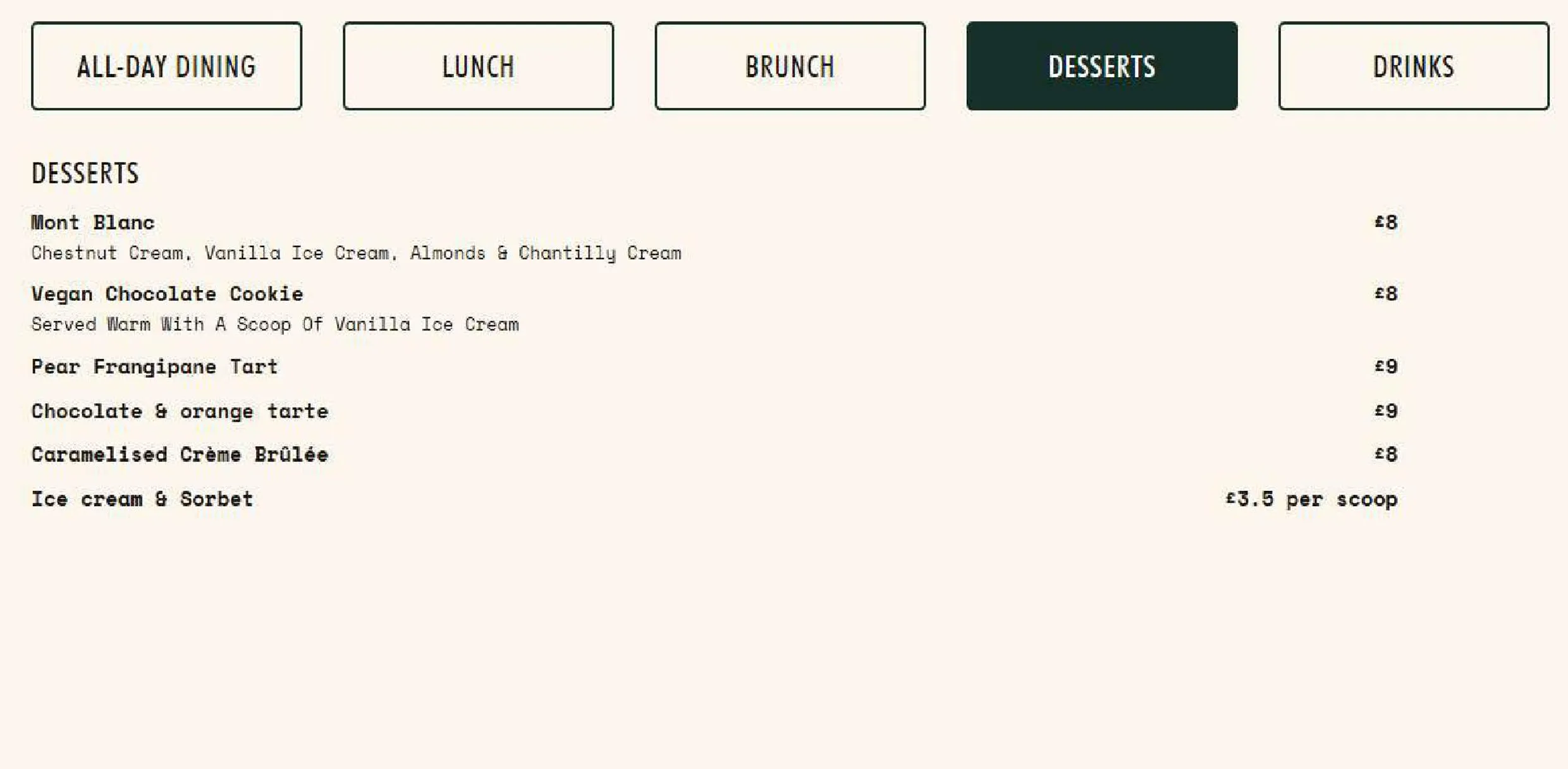 Cocotte South Kensington menu, page 4