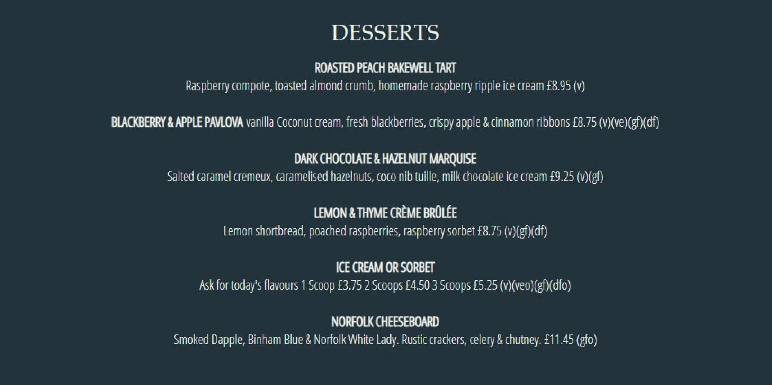 The Chequers Inn menu, page 3