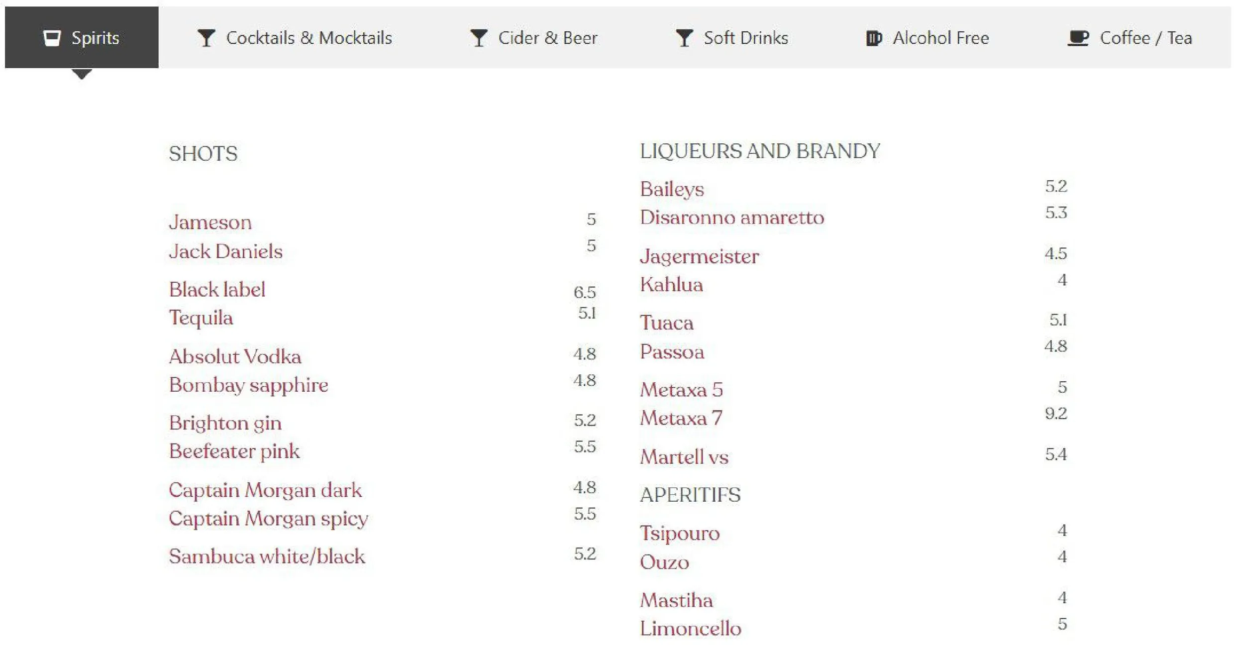 Nostos menu, page 6