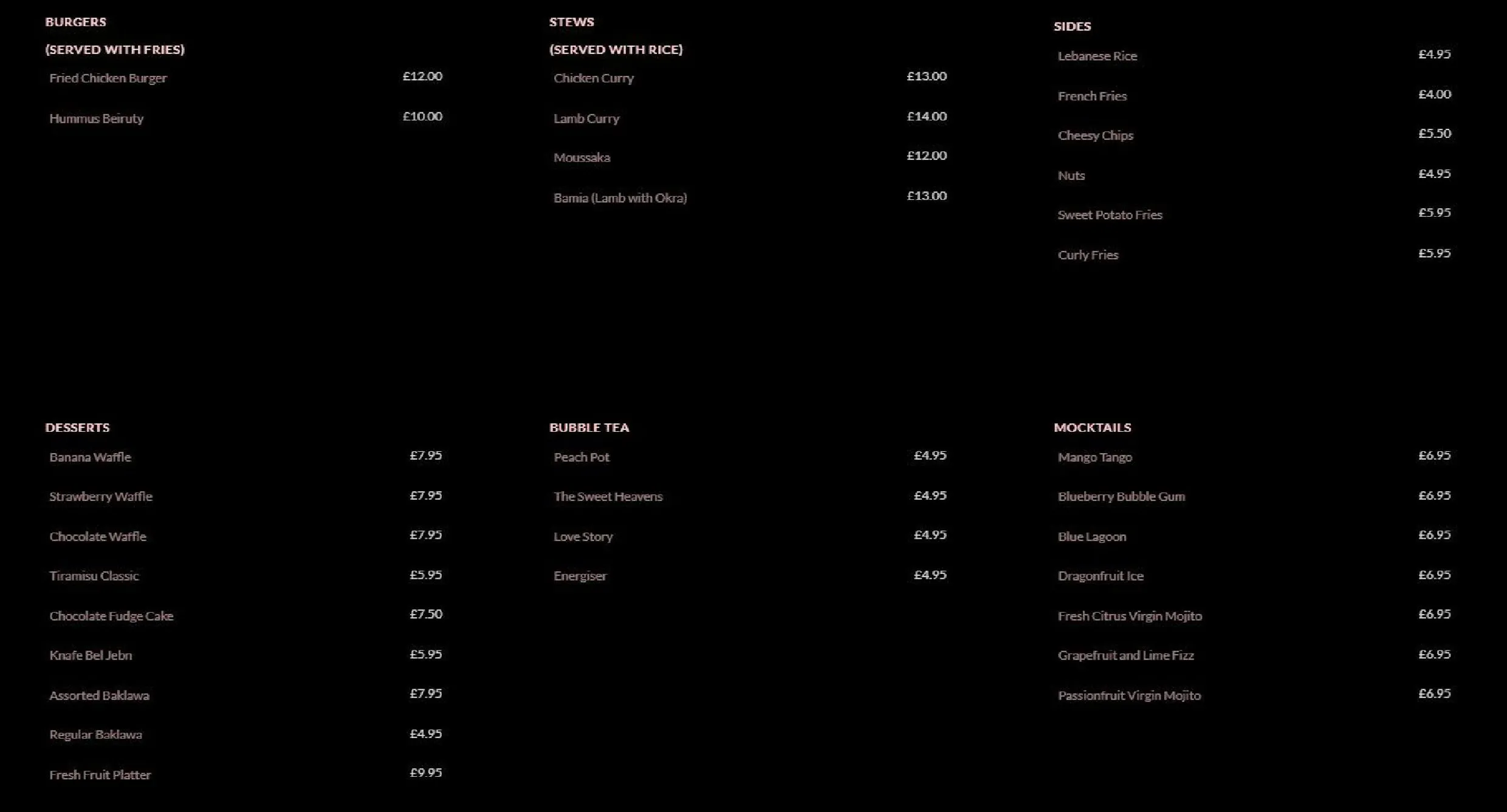 Soor Lounge menu, page 4