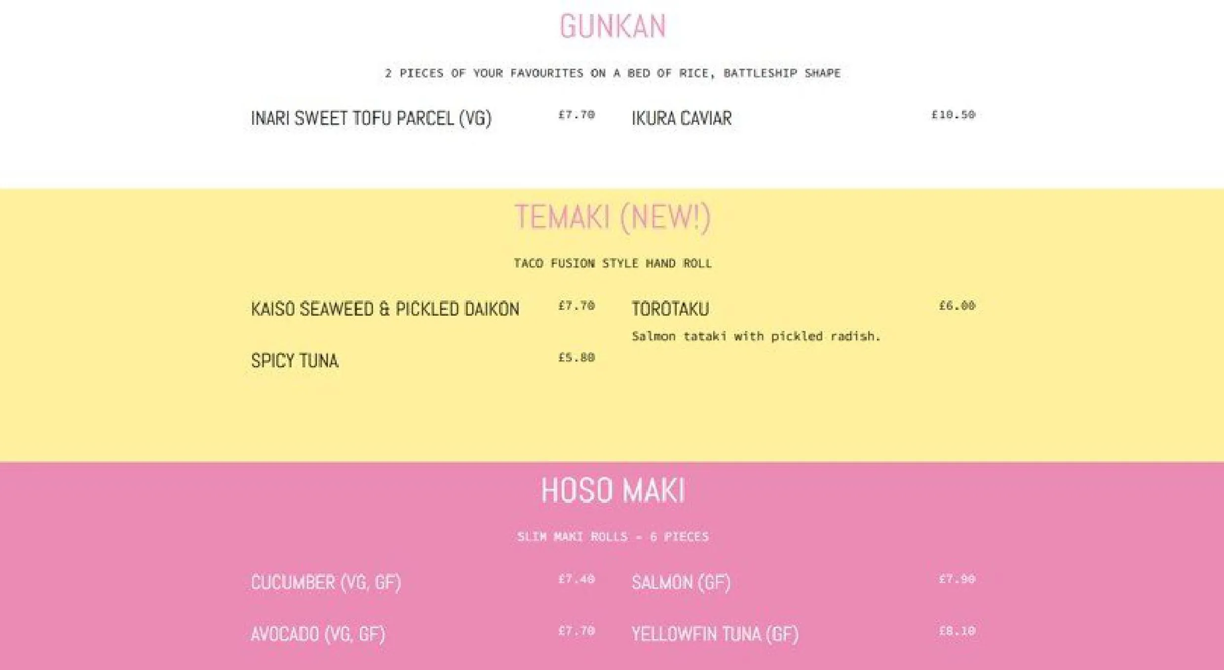 Harajuku Kitchen menu, page 6