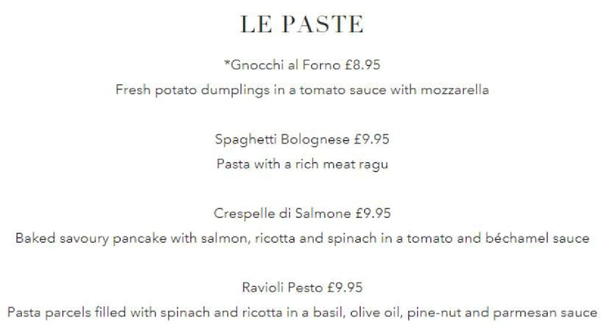 La Gaffe menu, page 3