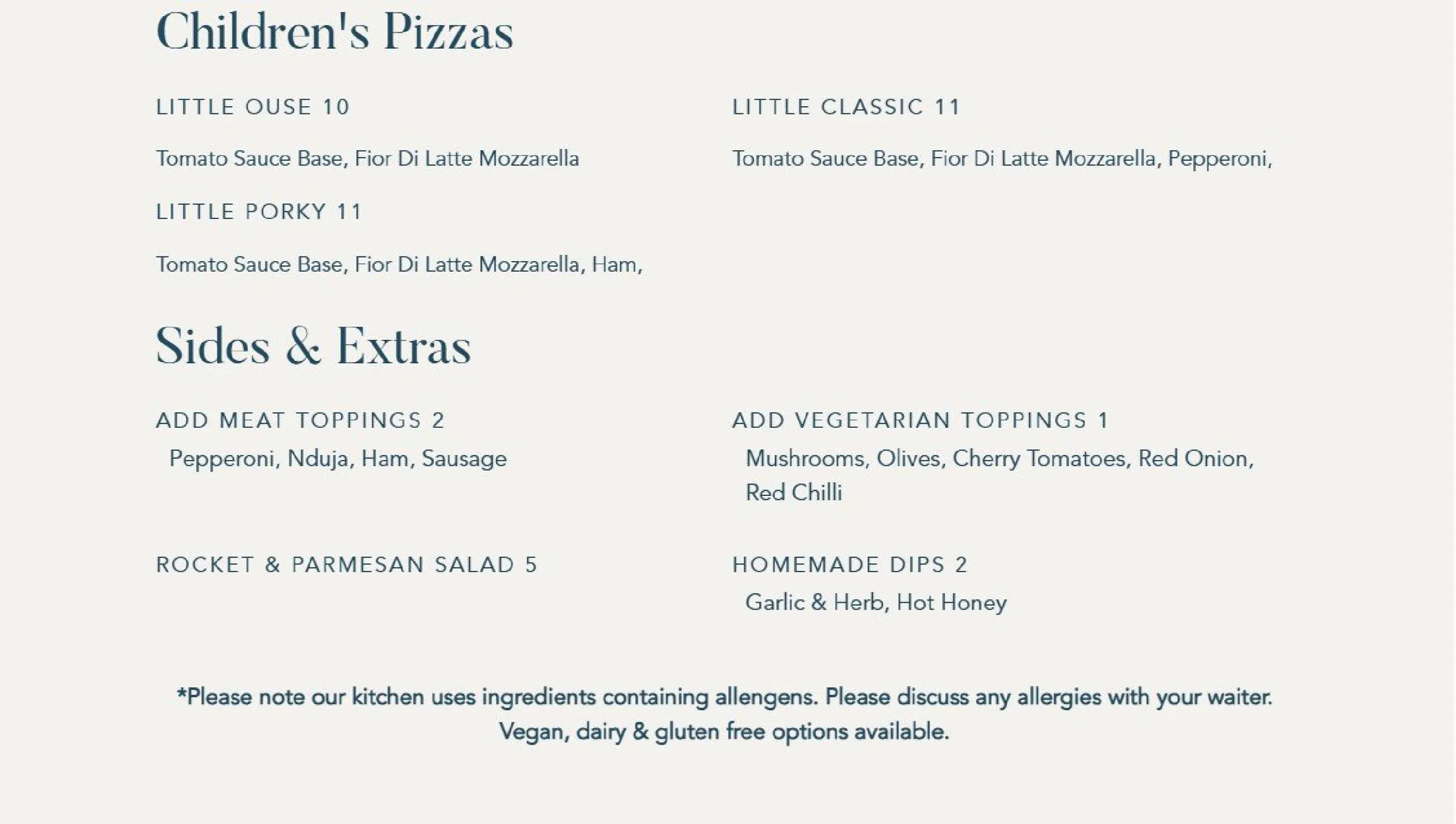 180 Degrees Bar & Kitchen menu, page 5