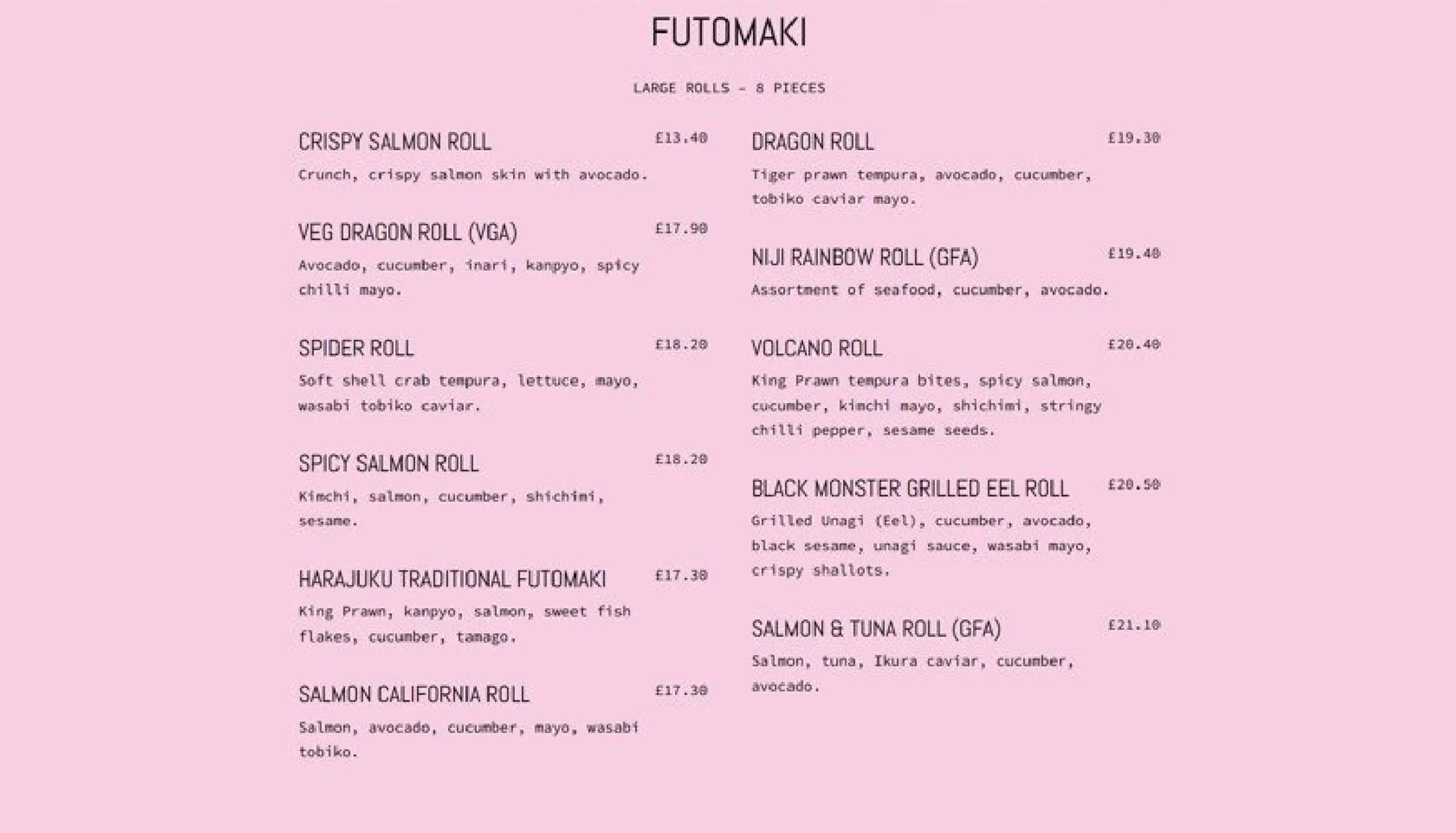 Harajuku Kitchen menu, page 7