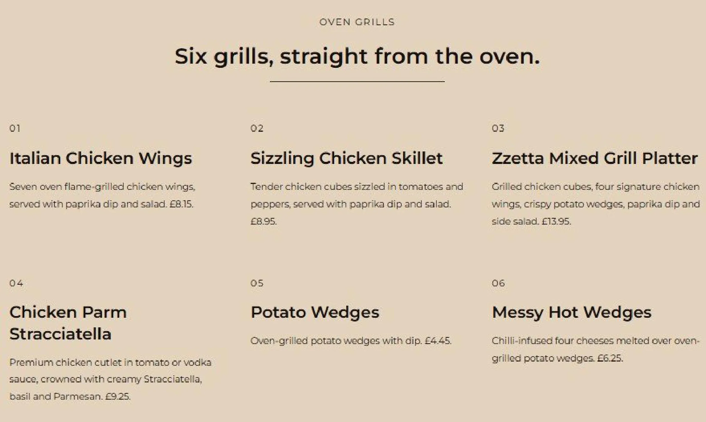 Zzetta Pizza menu, page 7