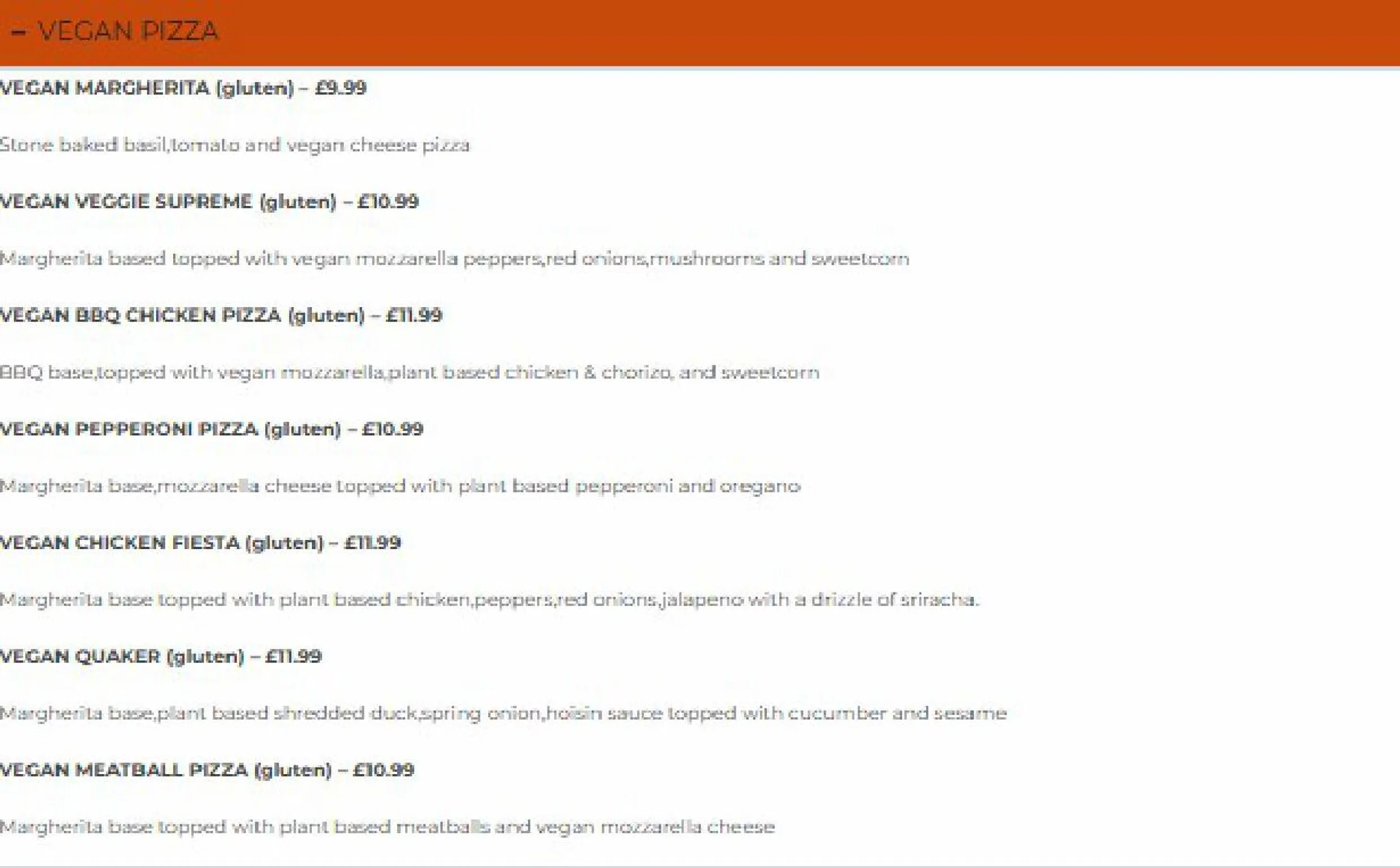 Victoria Street Collective menu, page 9