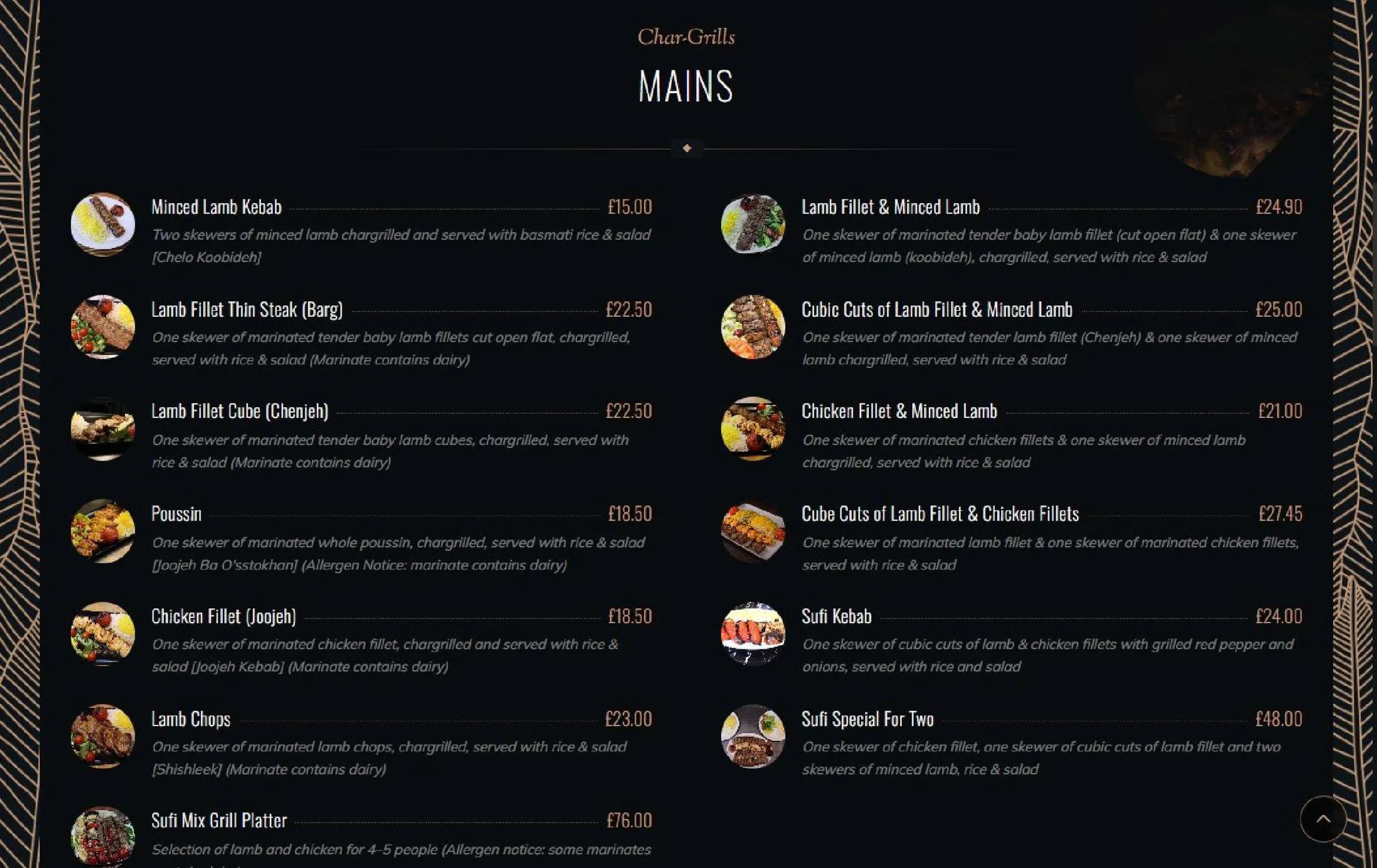 Sufi menu, page 2