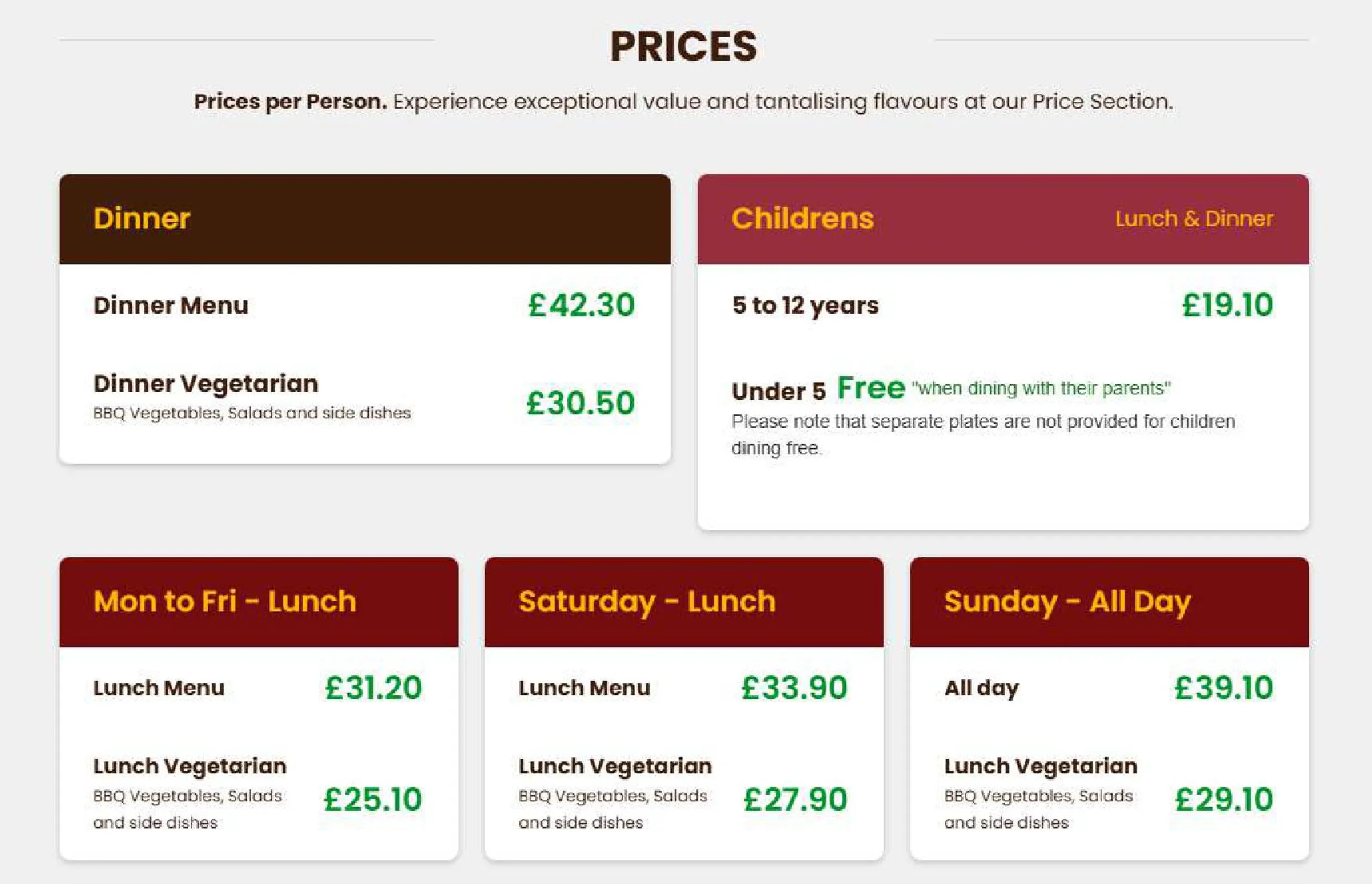 Rodizio Rico menu, page 1
