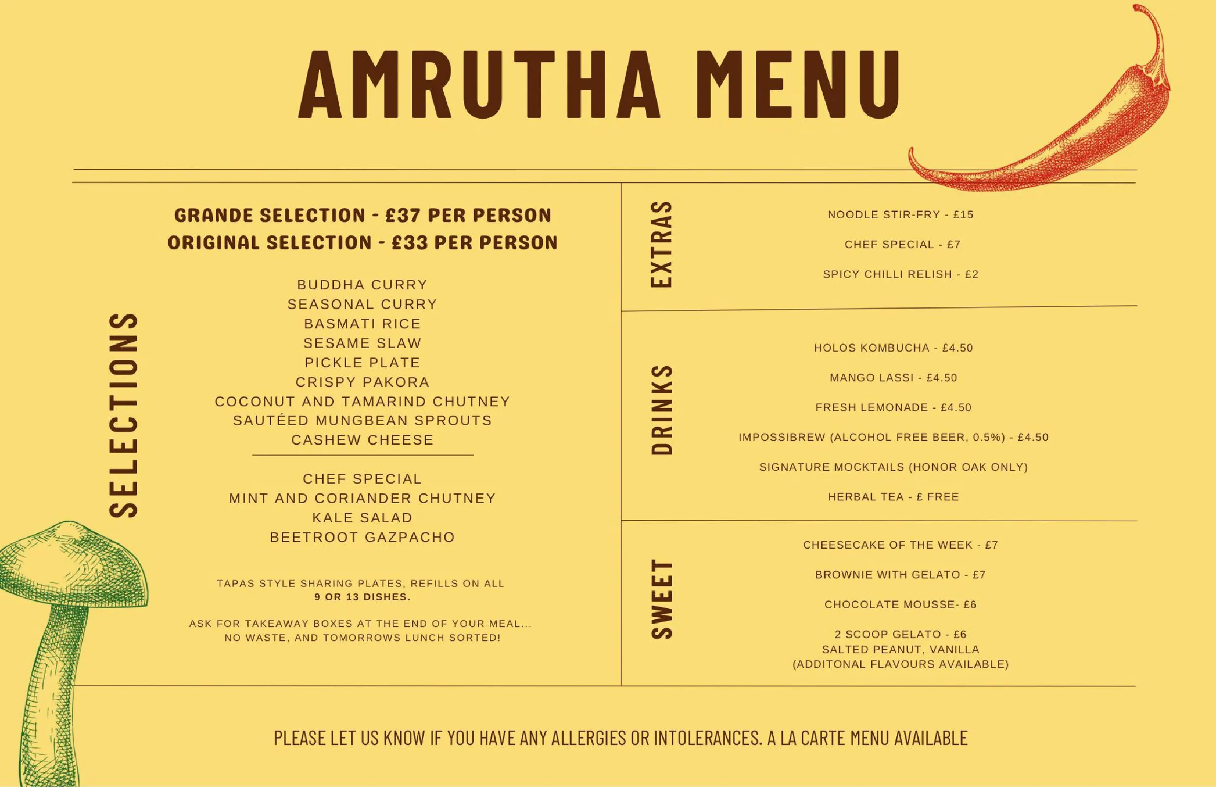 Amrutha menu, page 1