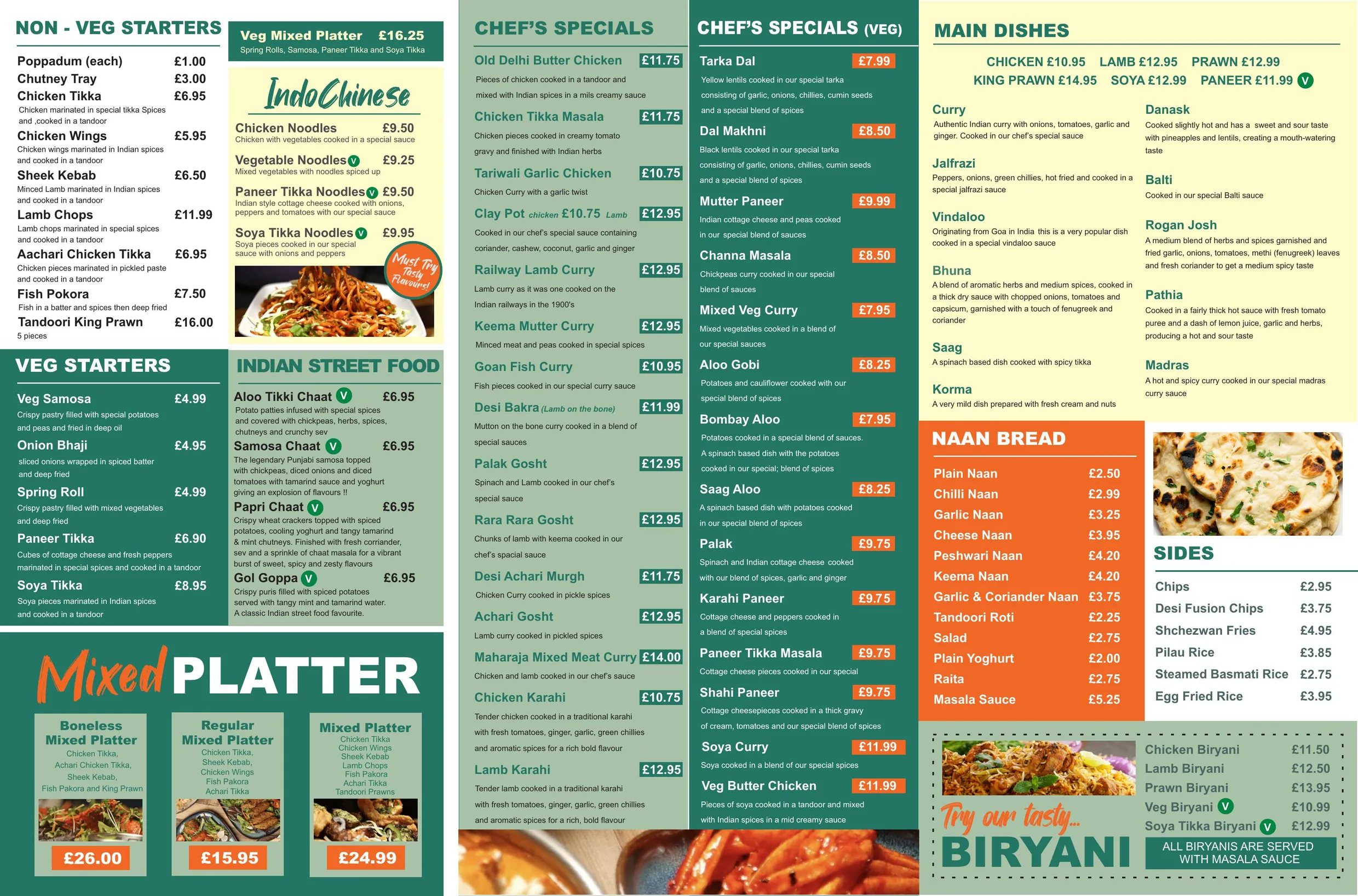 Desi Fusion menu, page 2