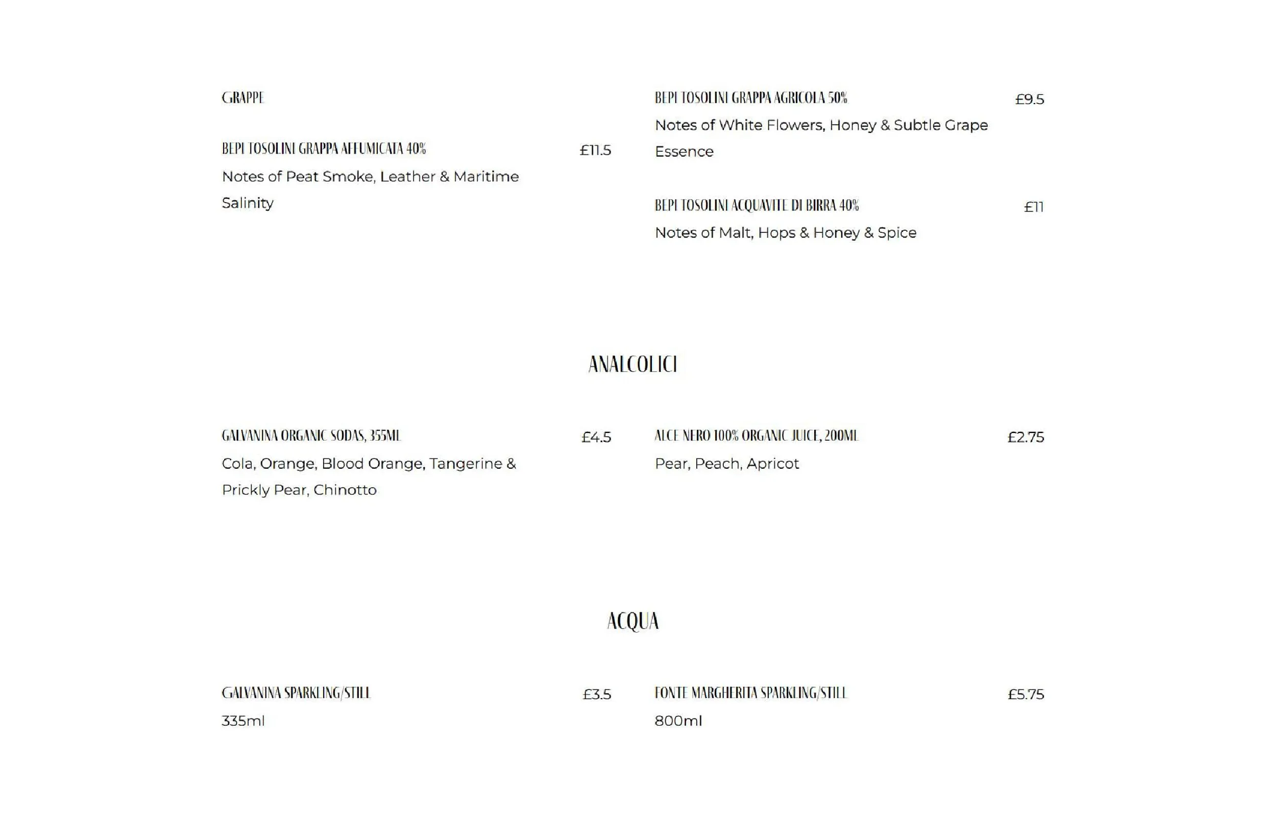 La Bottega menu, page 8