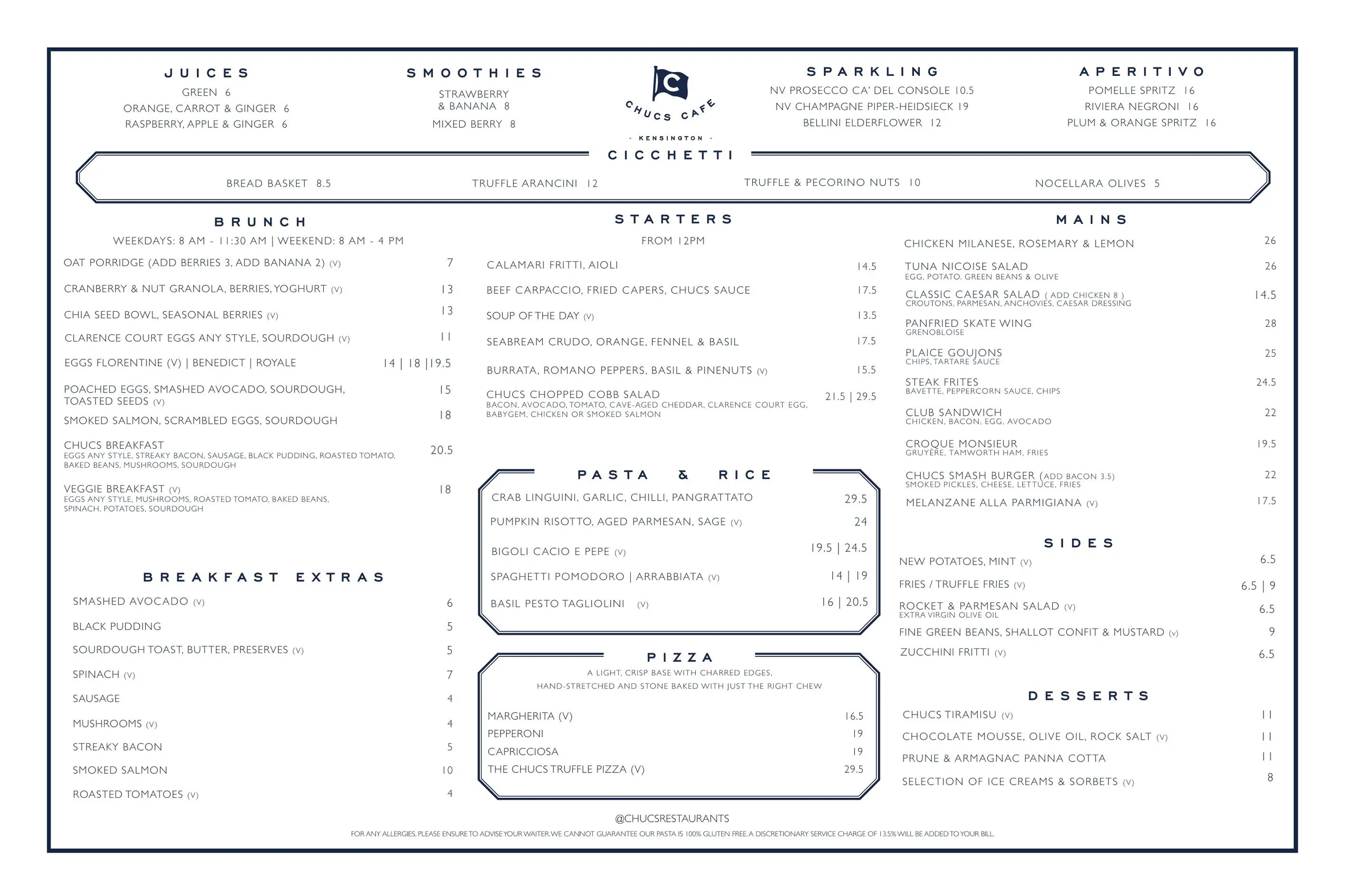 Chucs Cafe menu, page 13