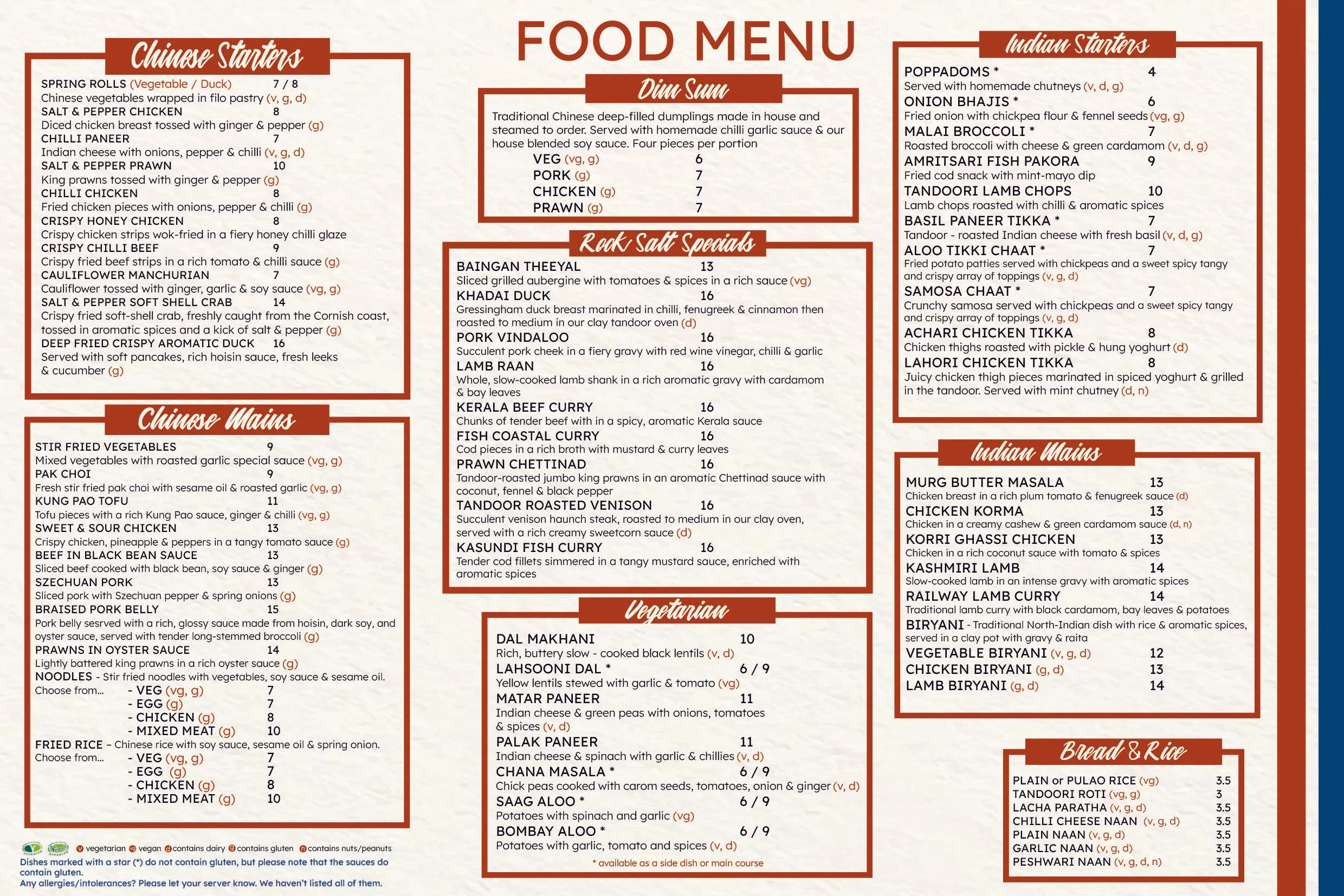 Rock Salt menu, page 1