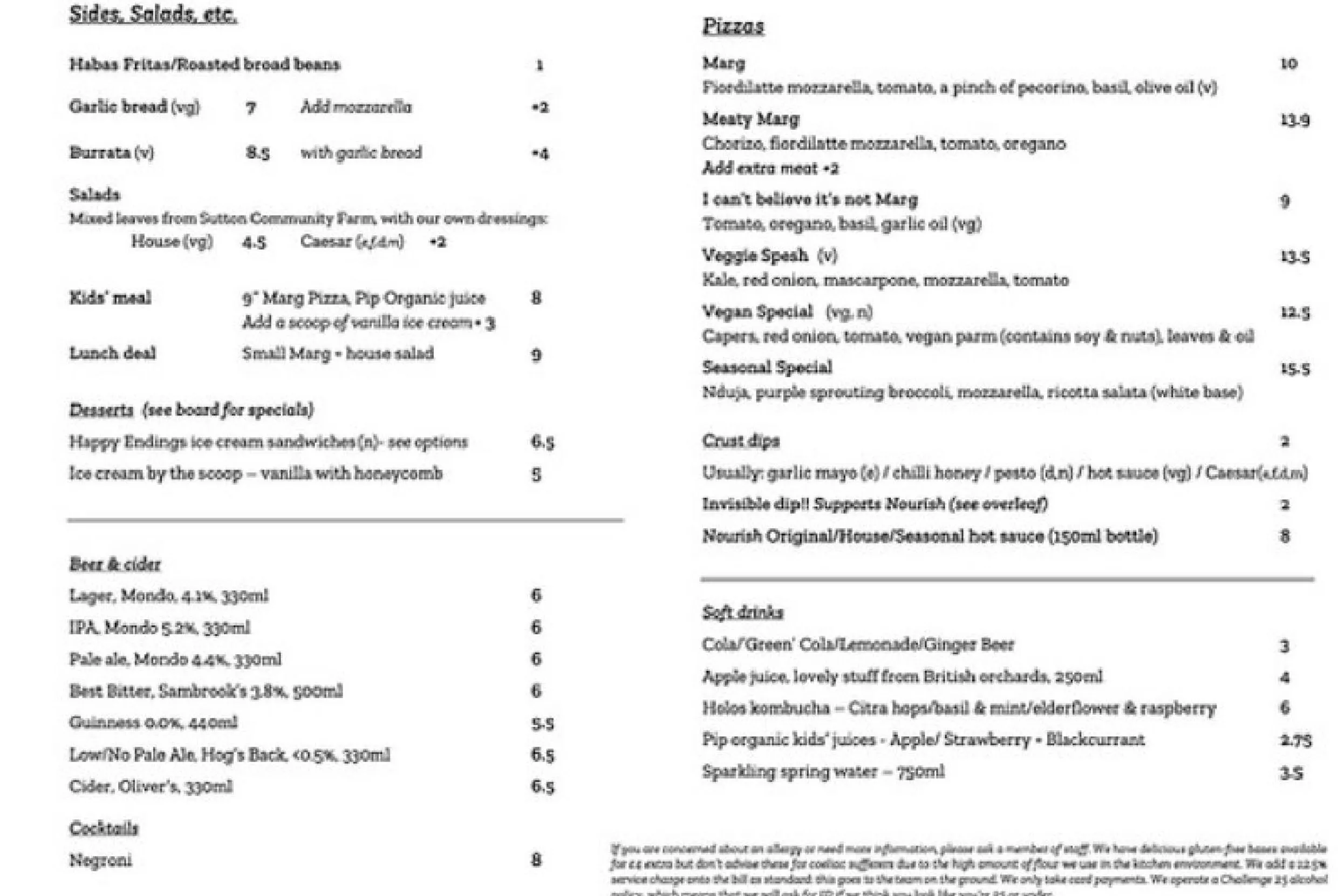 Well Kneaded menu, page 1