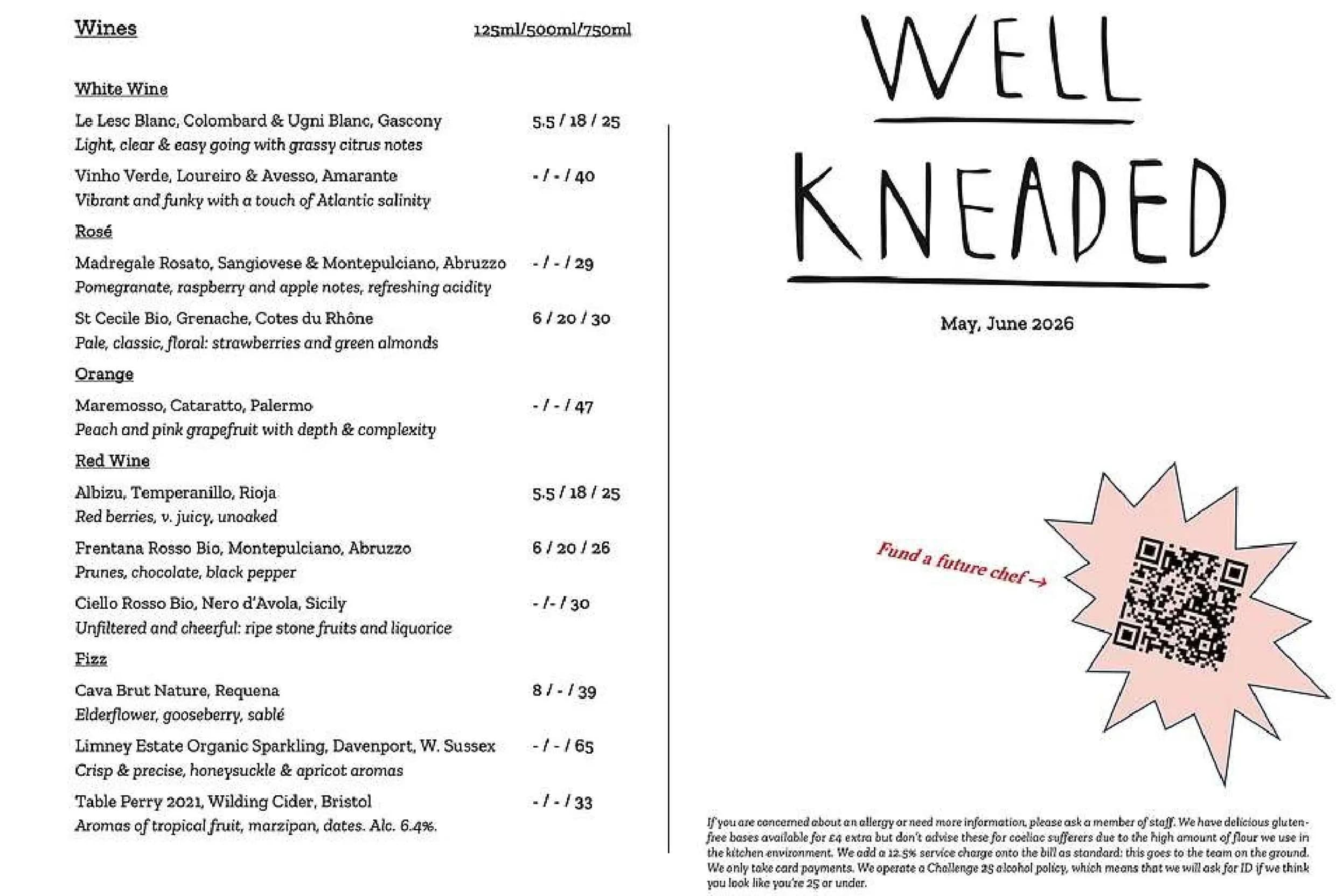 Well Kneaded menu, page 3