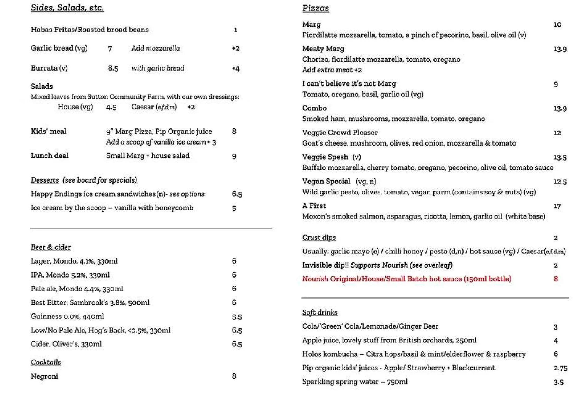 Well Kneaded menu, page 2
