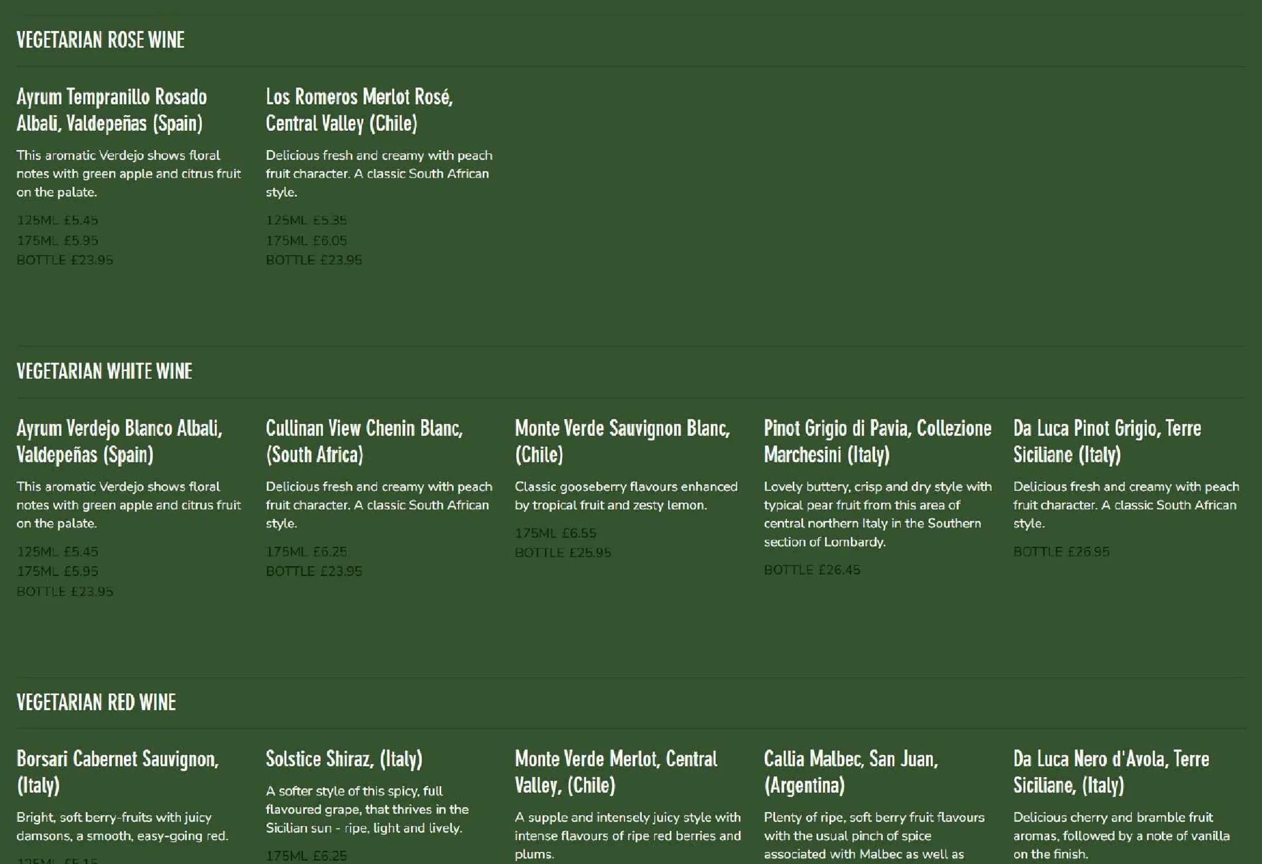 Sagar West End menu, page 9