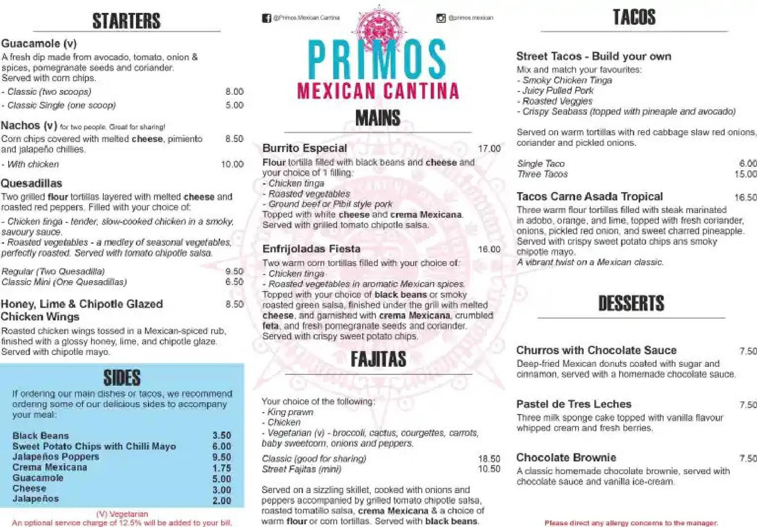 Primos menu, page 1