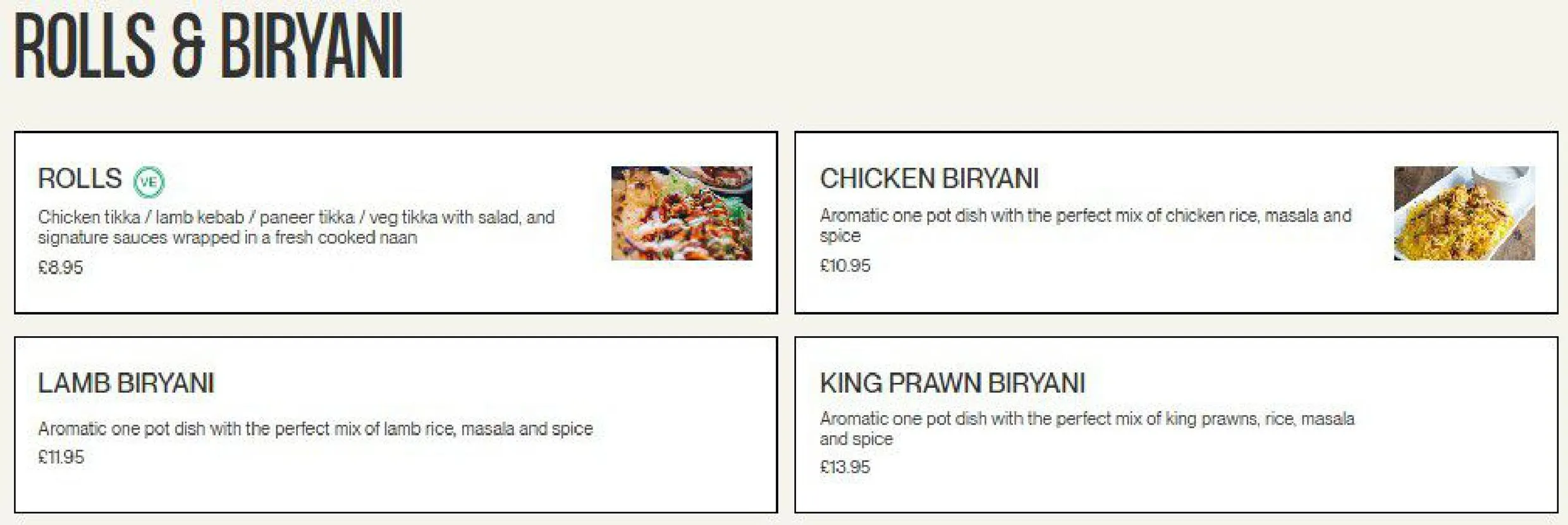The Royal Albion menu, page 4