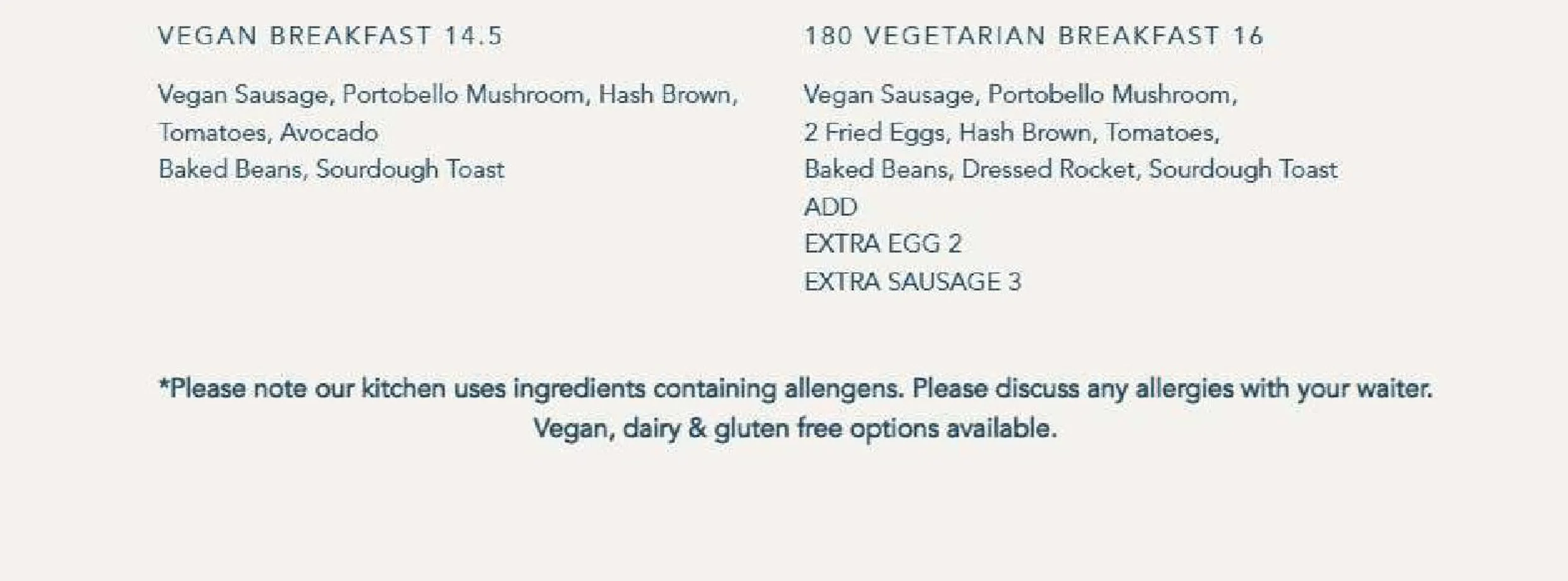 180 Degrees Bar & Kitchen menu, page 3