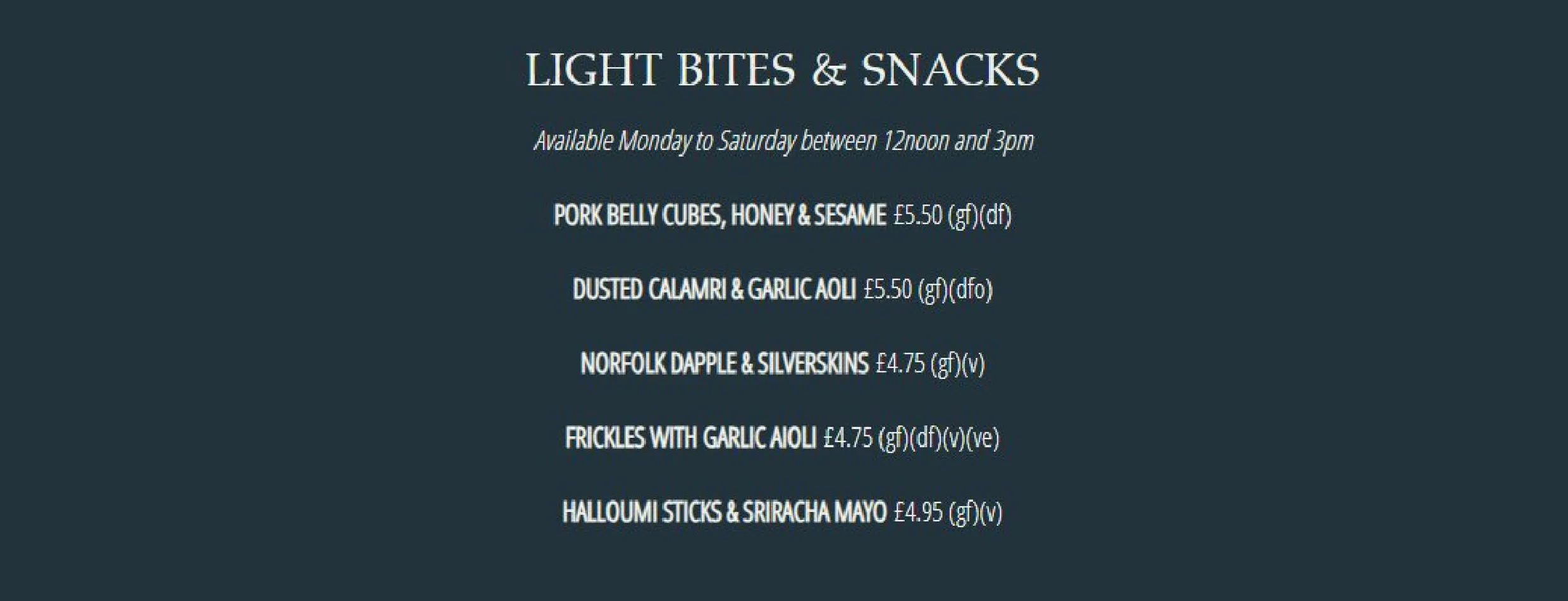 The Chequers Inn menu, page 4