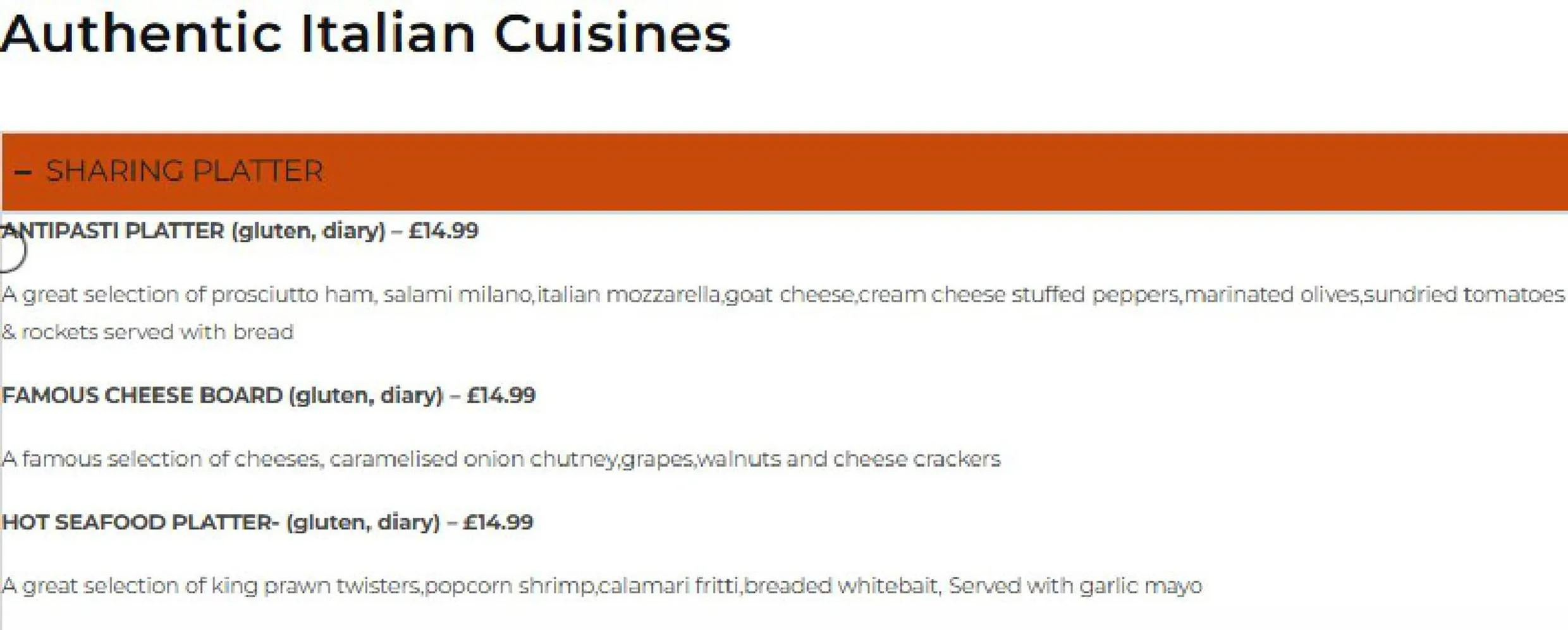 Victoria Street Collective menu, page 5