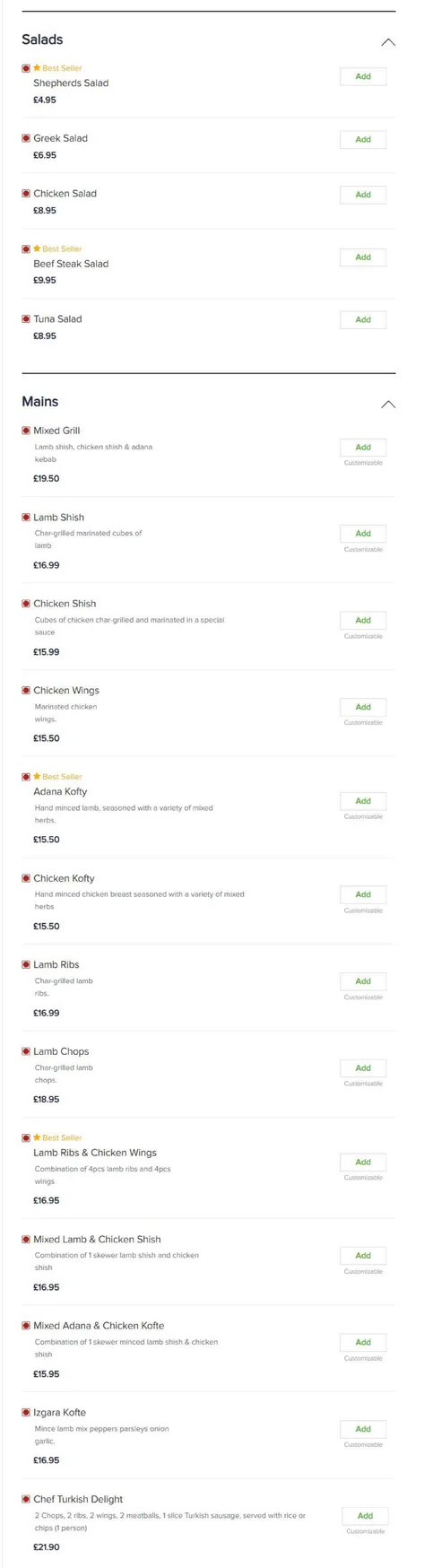 Efe Restaurant menu, page 4