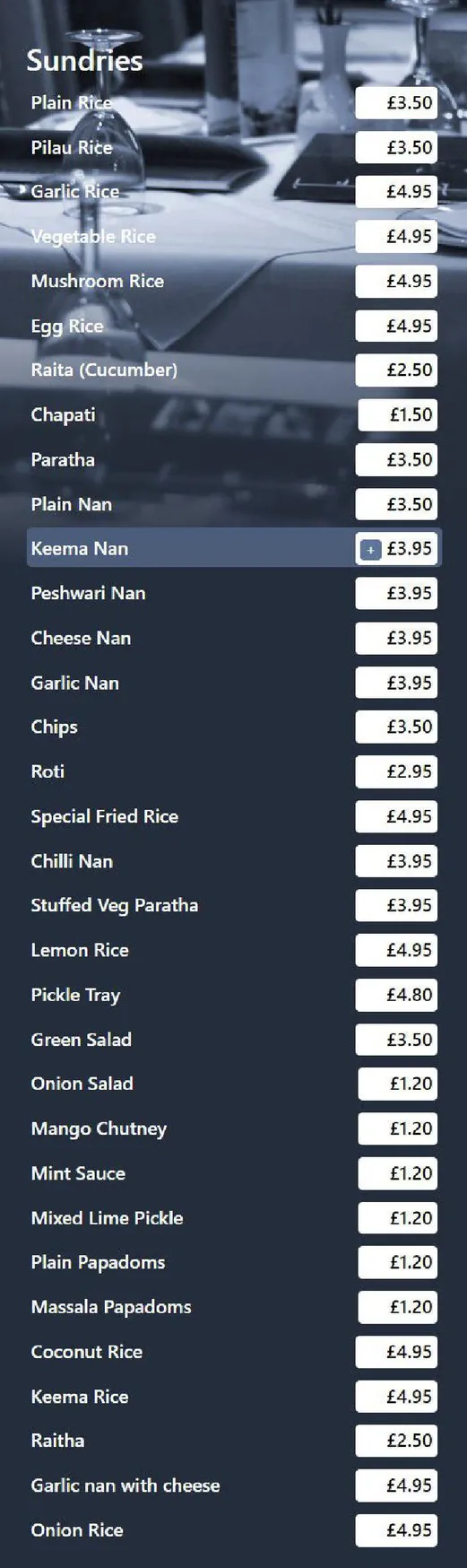 Raj Bari menu, page 13