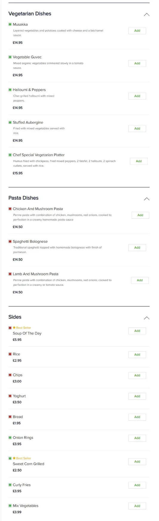 Efe Restaurant menu, page 3
