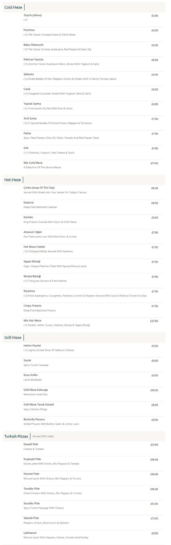 Eda Turkish Restaurant menu, page 1