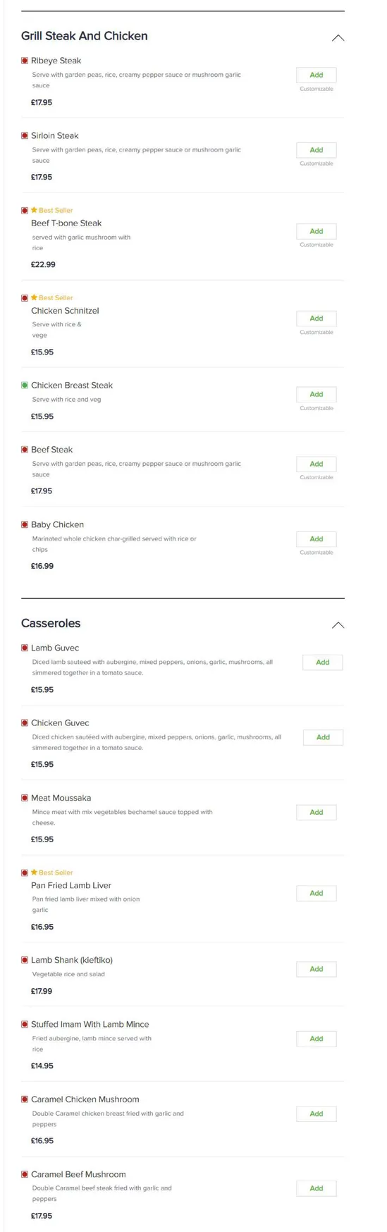 Efe Restaurant menu, page 5
