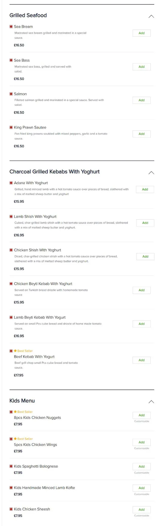 Efe Restaurant menu, page 6