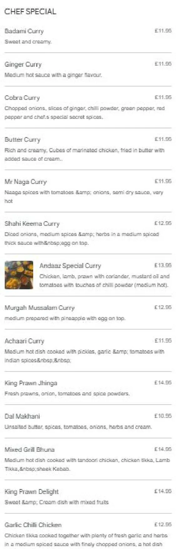 Andaaz menu, page 5