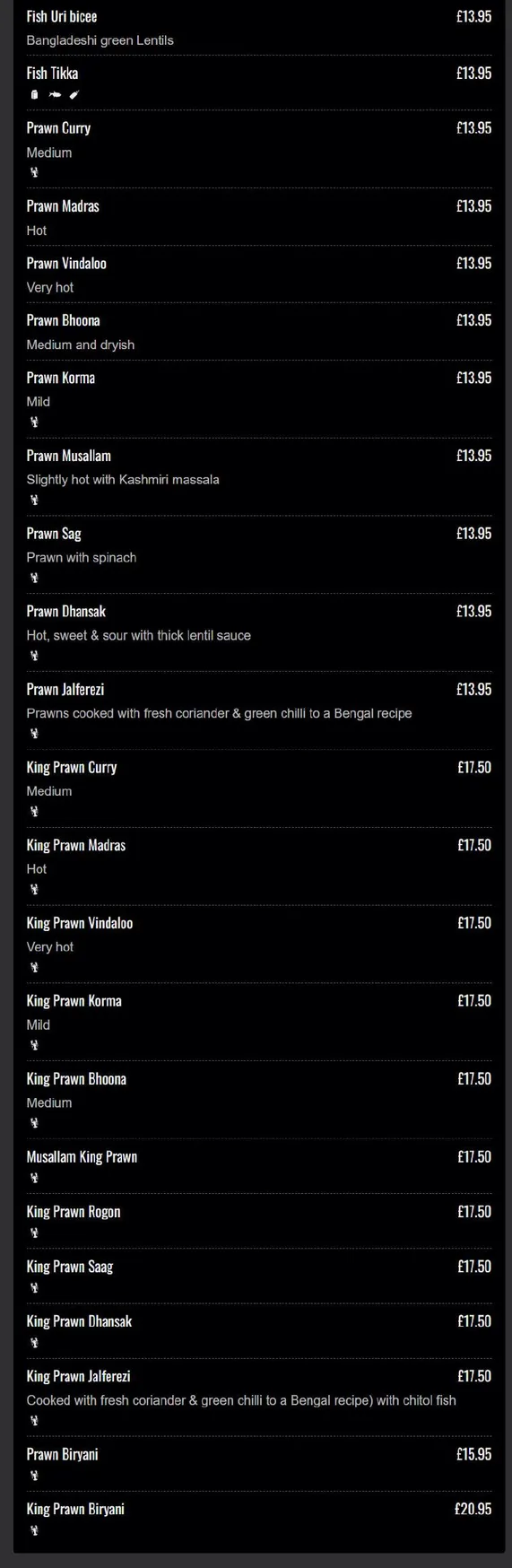 Preem & Prithi menu, page 8