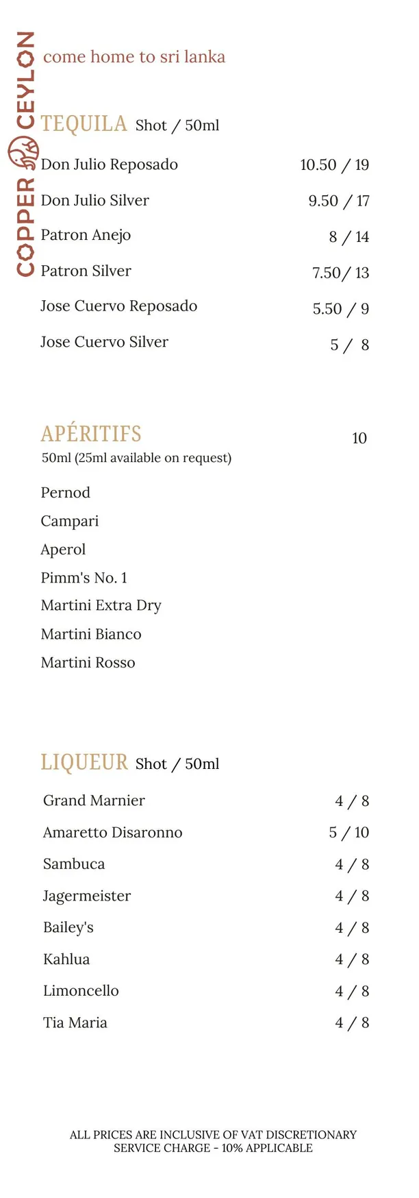 Copper Ceylon menu, page 10