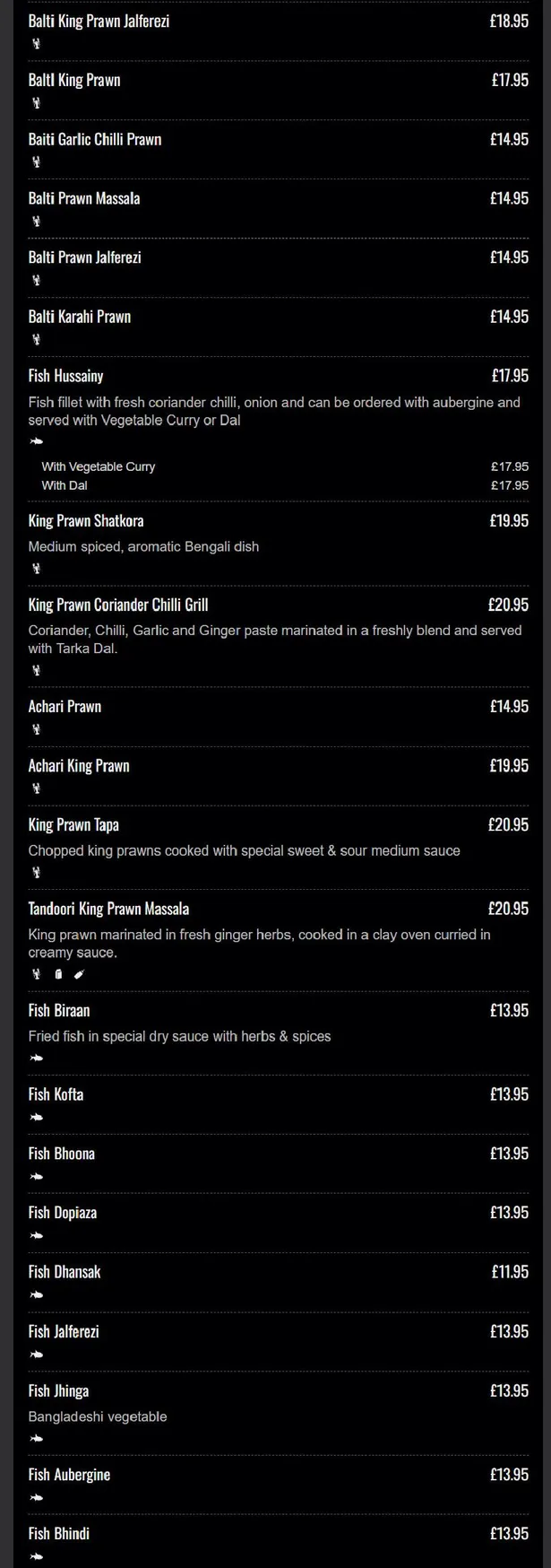 Preem & Prithi menu, page 7